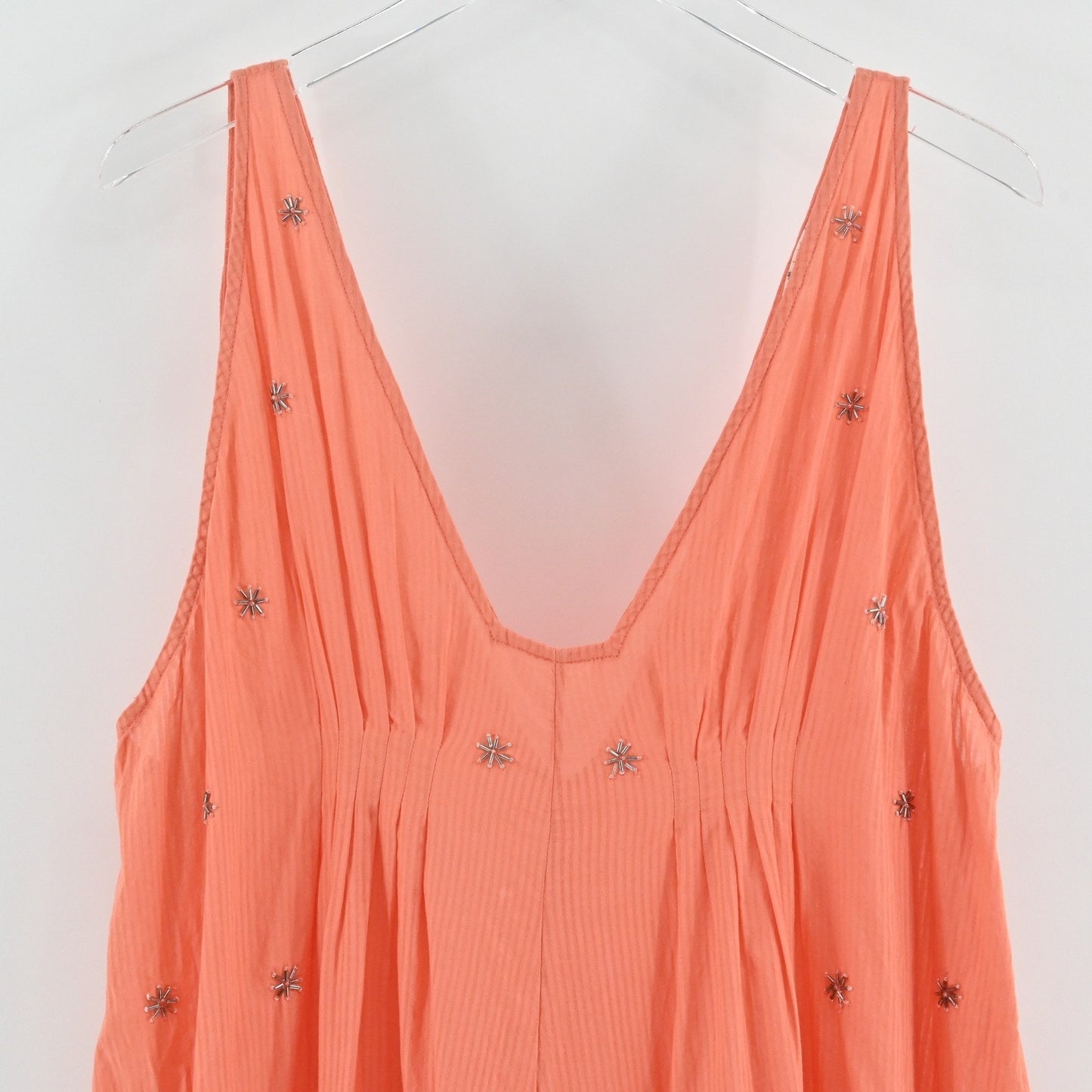 Free People Crushin On You Embellished Mini Dress Ethereal Coral Sleeveless Slip
