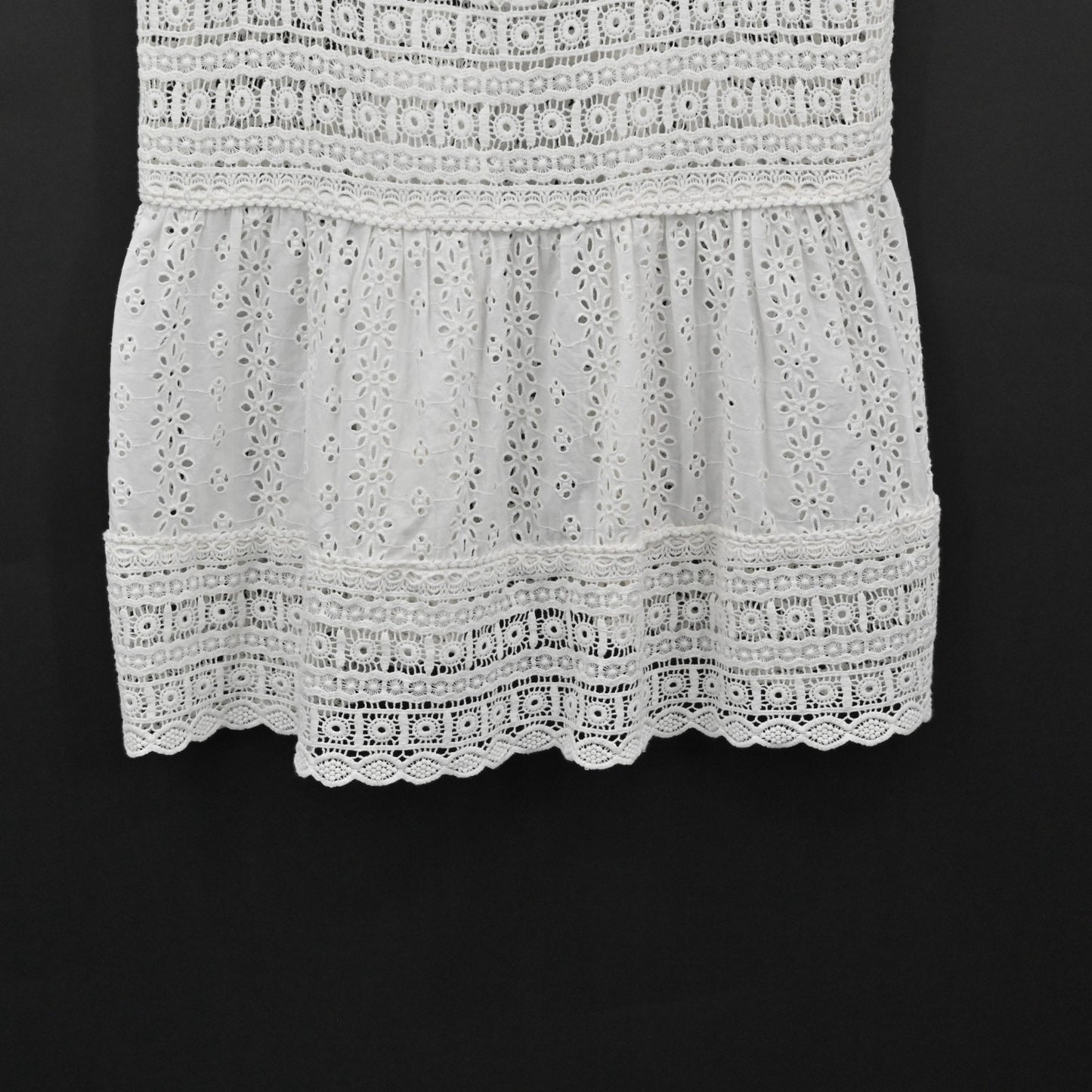 Ondademar White Eyelet Cover Up Dress Size L Square Neck Sleeveless Cotton Mini