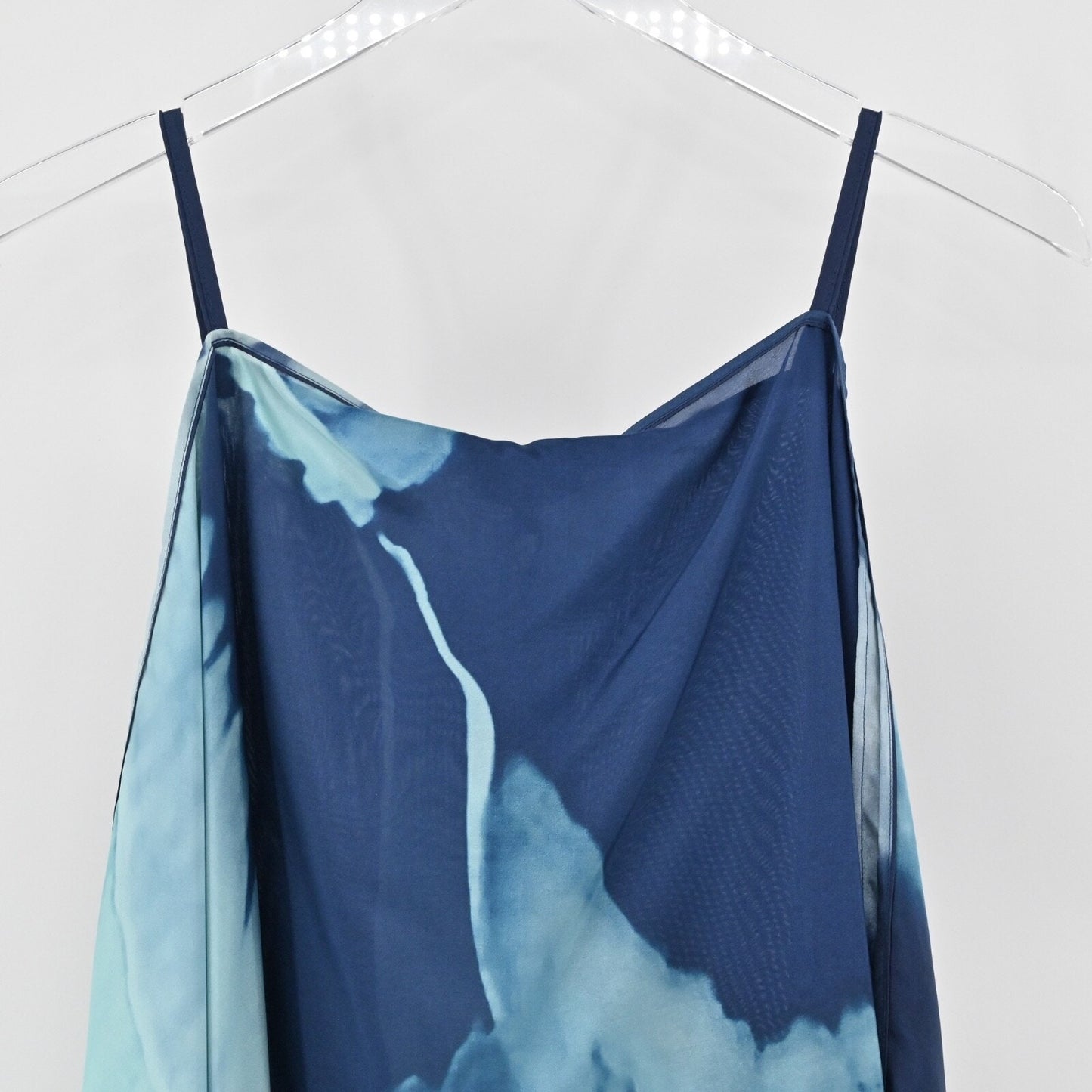LAFAYETTE 148 Womens Silk Tie Dye Top Sz M Blue Cold Shoulder Dolman Sleeve NEW