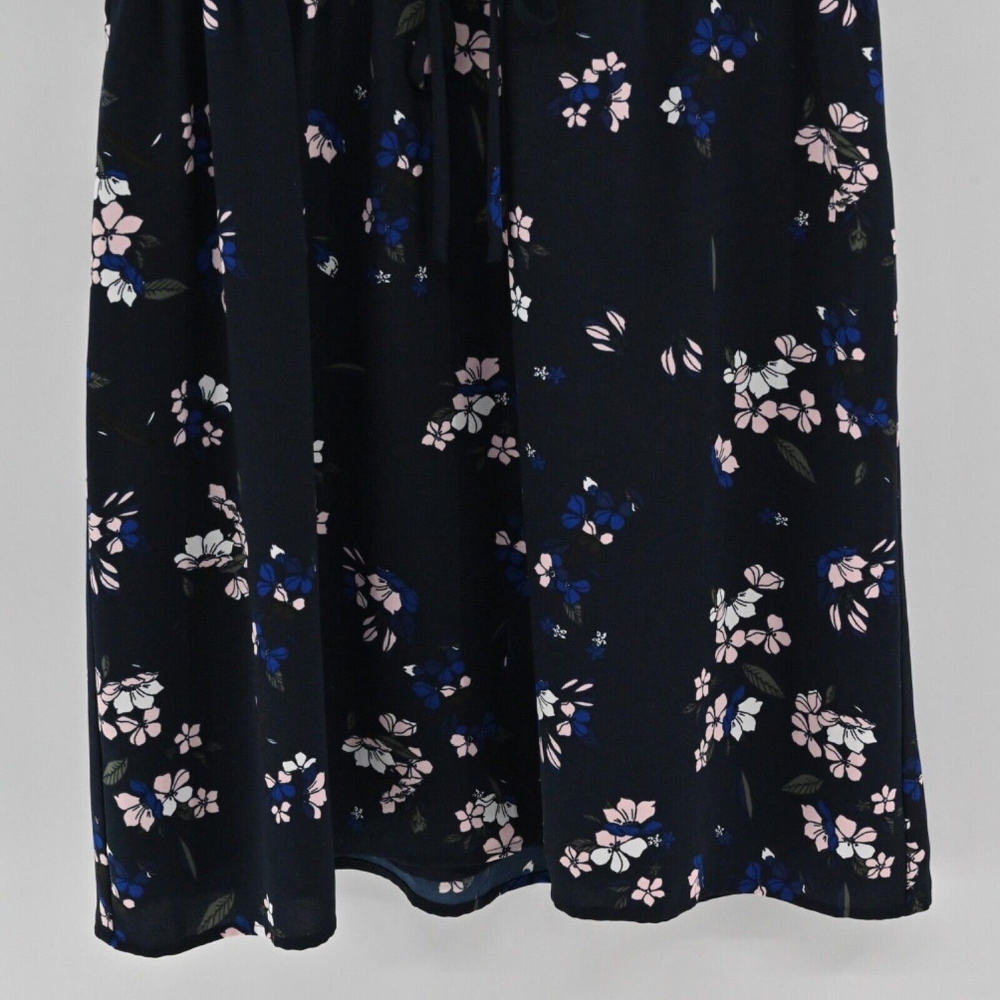 41 HAWTHORN Dress Womens Sz L Navy Blue Floral Sleeveless Tie Waist Claira Shirt
