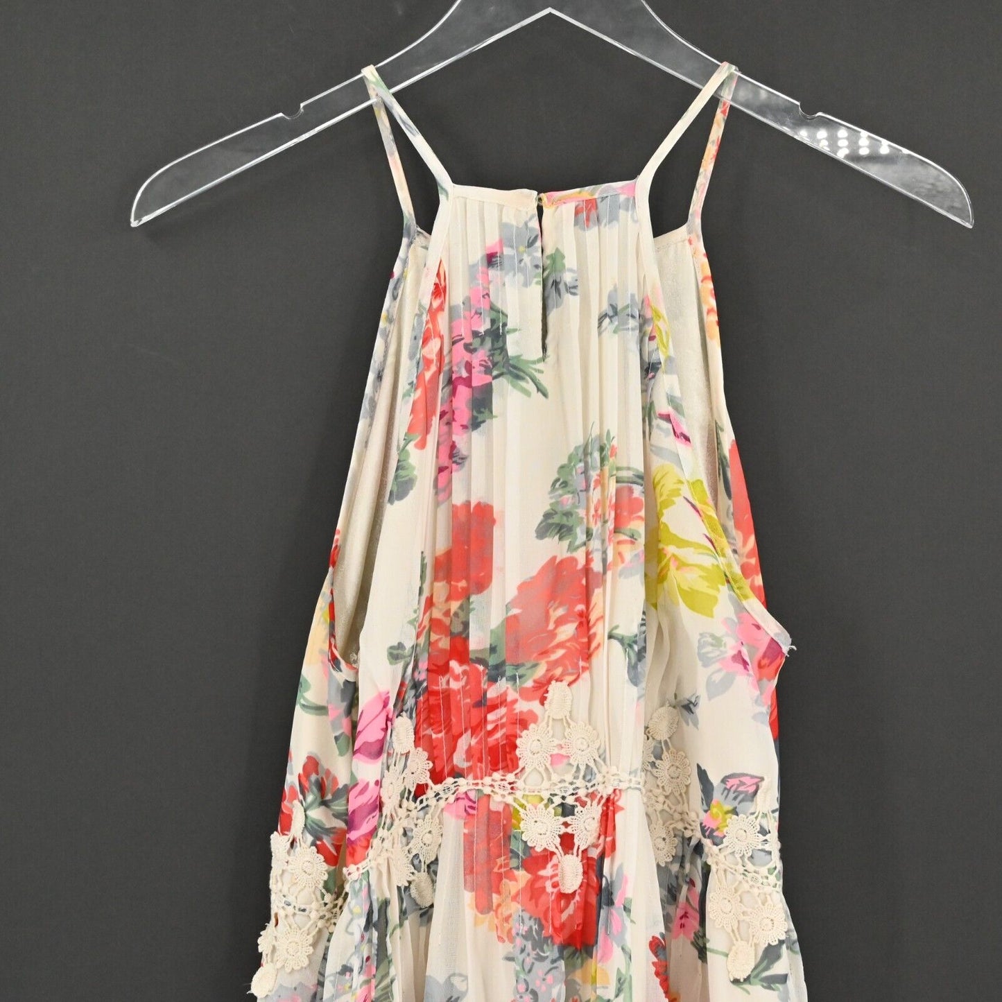 RANNA GILL by ANTHROPOLOGIE Dress Size M Kalila Halter Crochet Floral Coquette