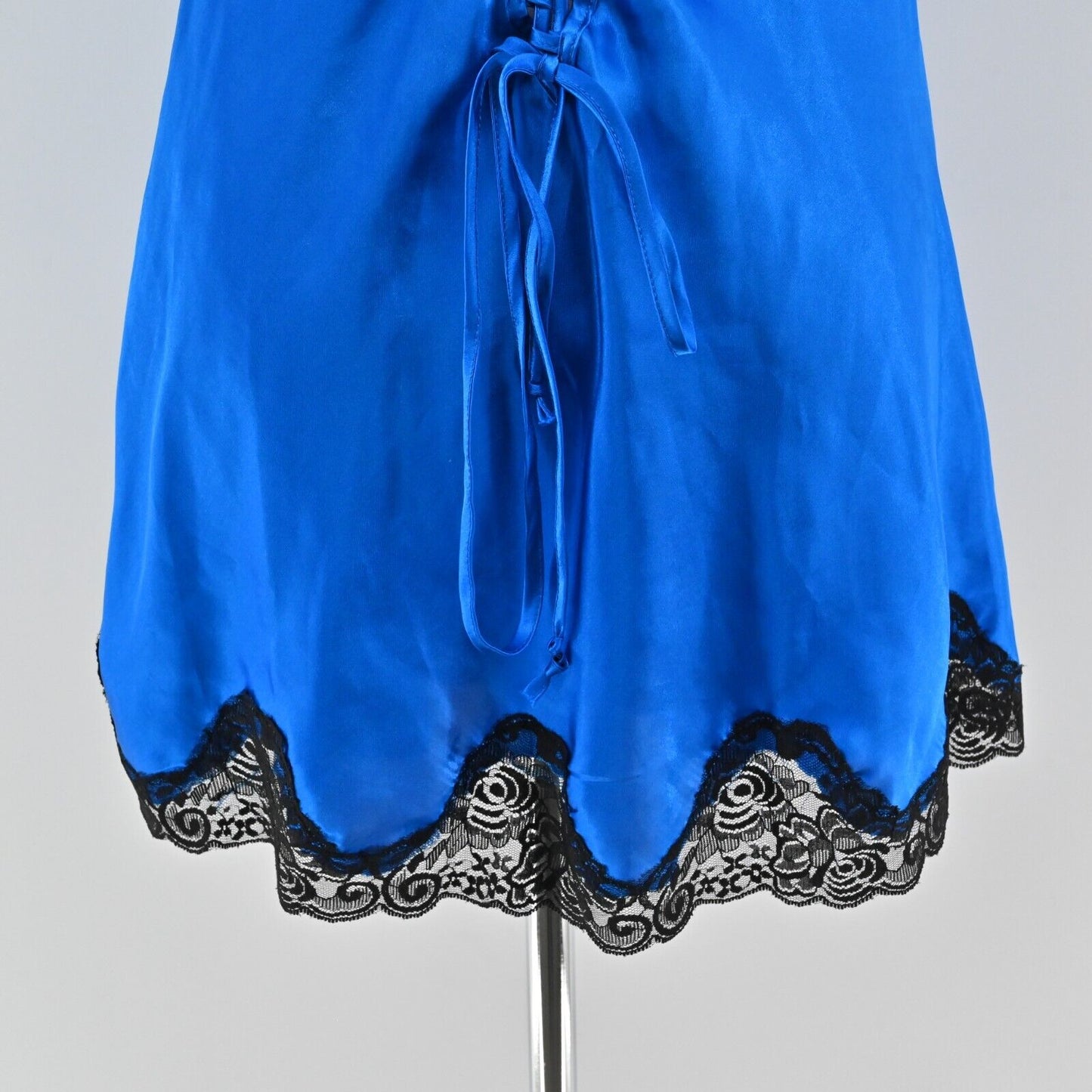 FREDERICKS of HOLLYWOOD Womens Sz M Blue Black Lace Satin Sleeveless Slip Dress