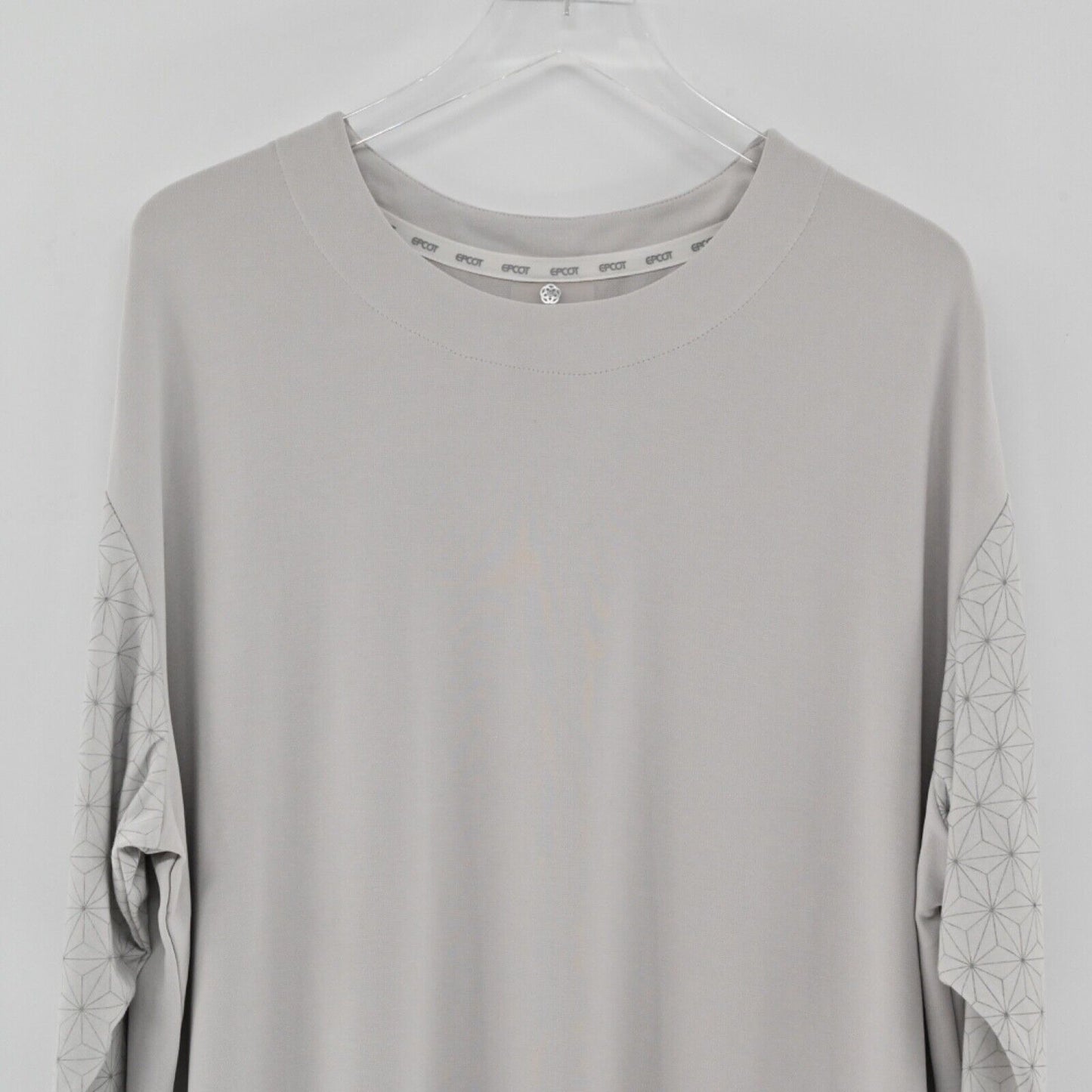 DISNEY PARKS EPCOT T Shirt Womens Sz XL Gray Spaceship Earth Print Long Sleeve