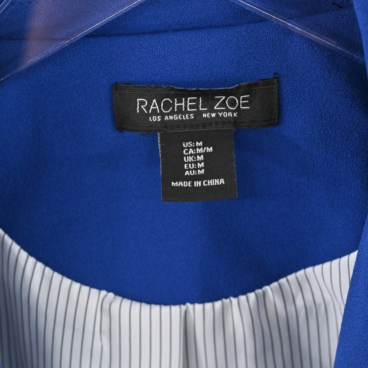 RACHEL ZOE Blue Blazer Womens Size M Crepe Quarter Ruched Sleeve Career Jacket