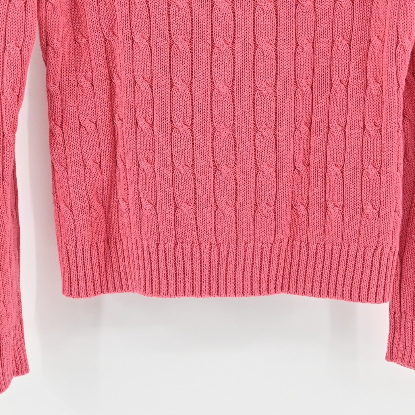 Brooks Brothers Womens Sweater Size M Pink Cable Knit Crewneck Pullover Classic