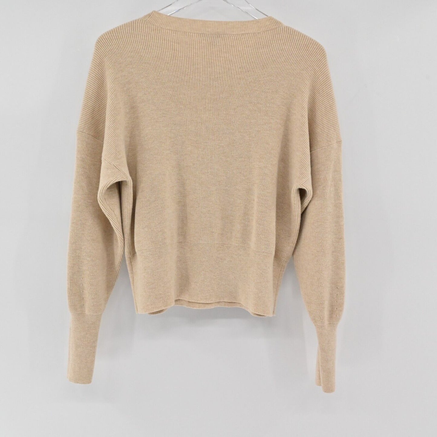 J CREW Sweater Womens Size S Long Sleeve Ribbed Knit Tan Round Neck Top Neutral