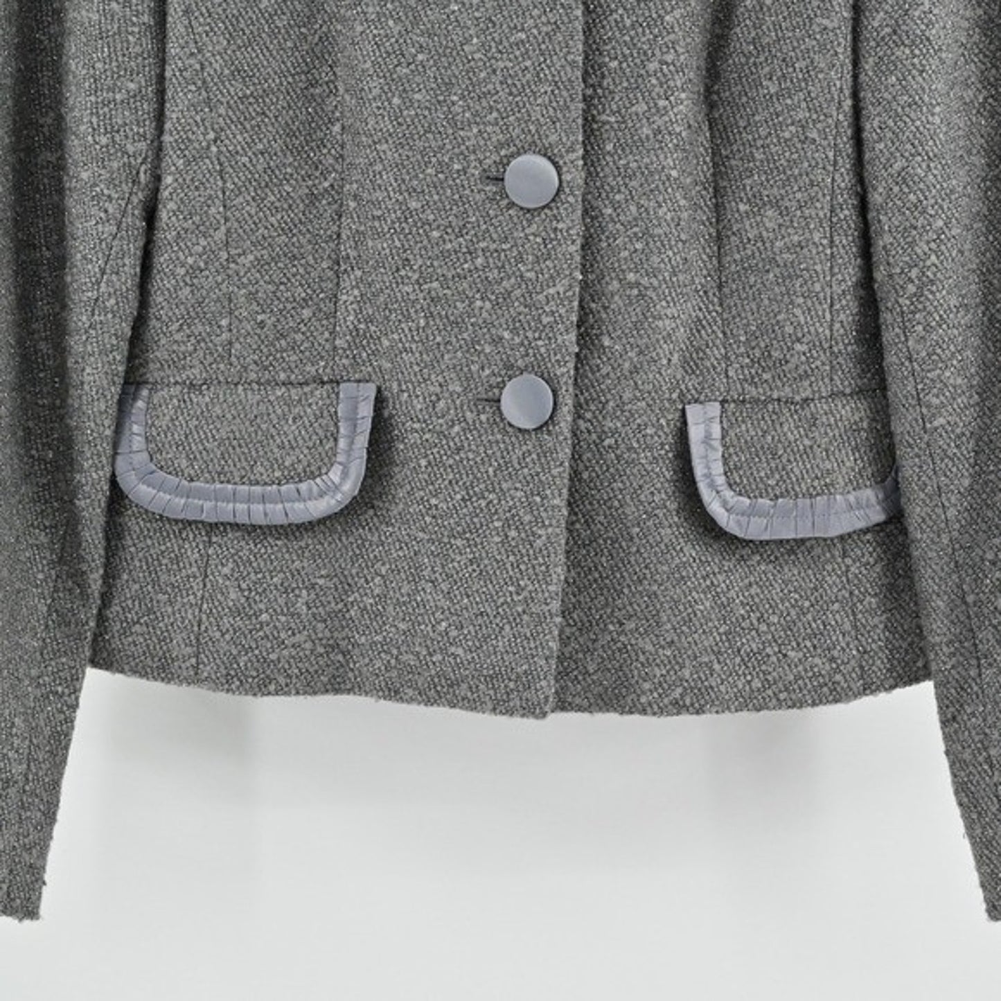 Vtg Kasper Womens Tweed Blazer Size 6 Gray Wool Metallic Career Business Jacket