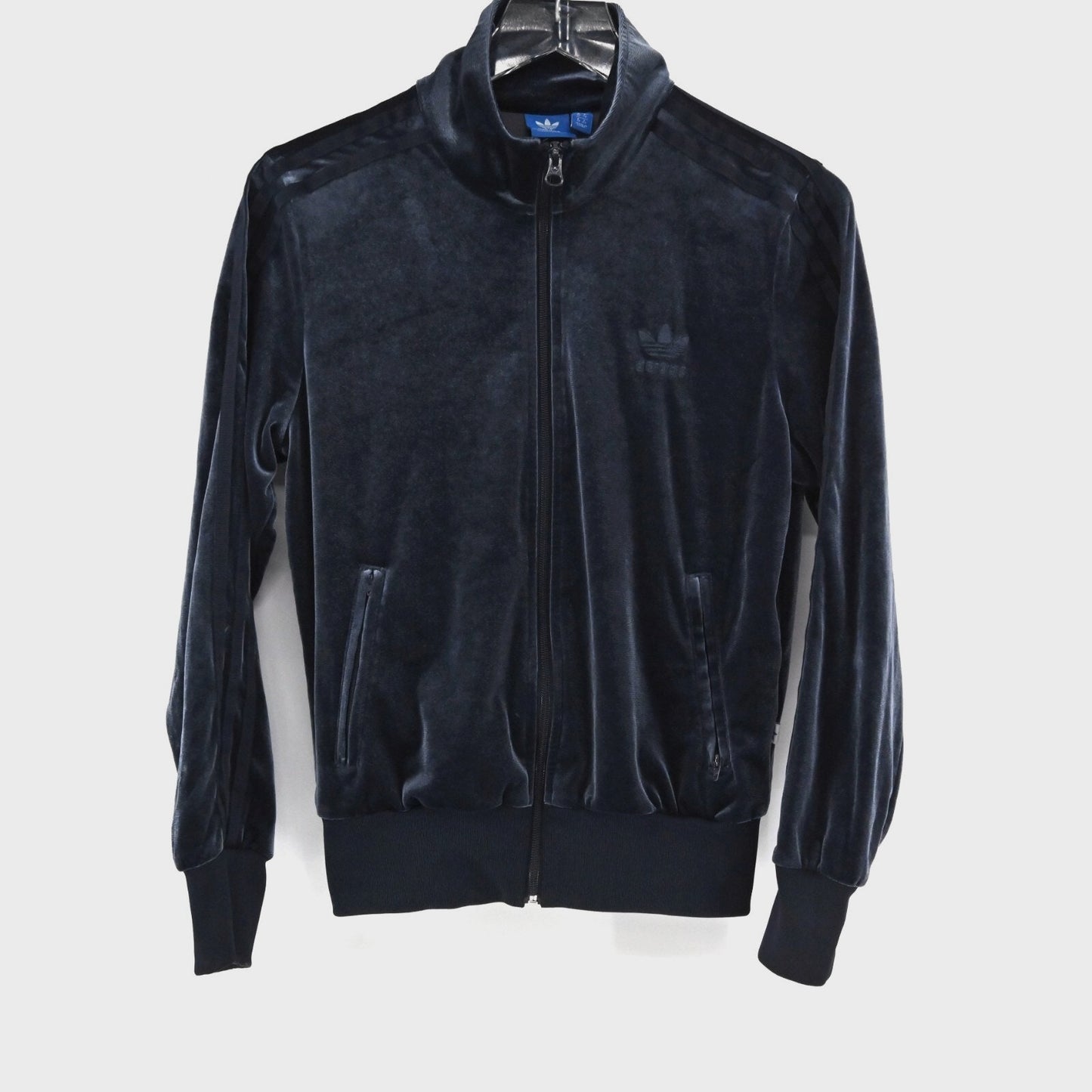 ADIDAS Jacket Womens Size S Blue Luxe Velvet Firebird Originals Track Full Zip