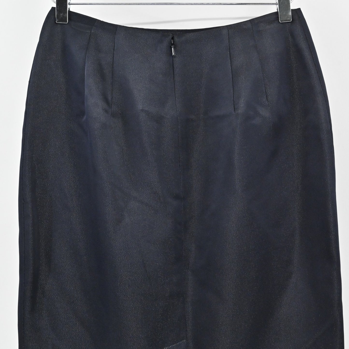 Linda Allard Ellen Tracy Silk Pencil Skirt Size 6 Navy Blue Metallic Office NEW