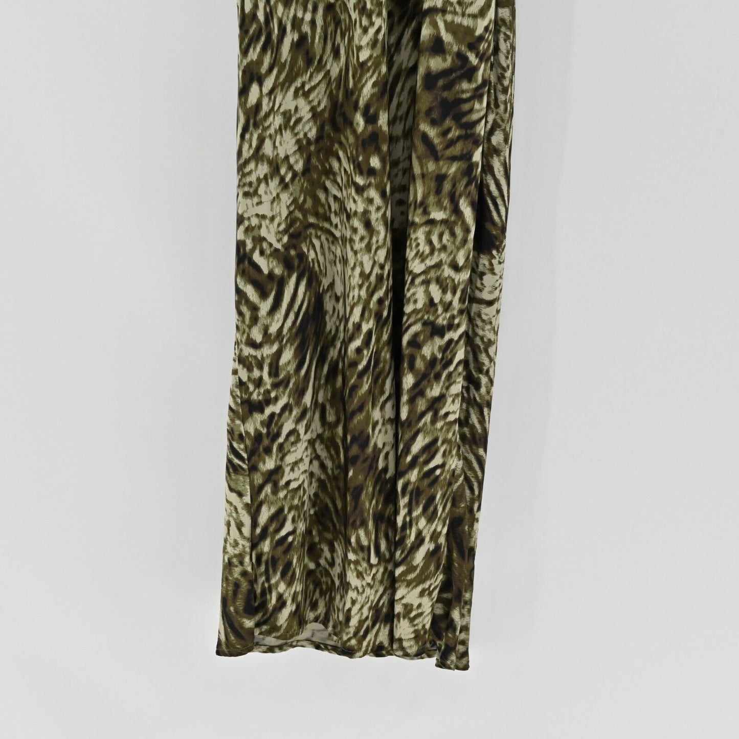 GOOD AMERICAN Dress Womens Size M Jungle Print Cowl Neck Viscose Stretch Midi