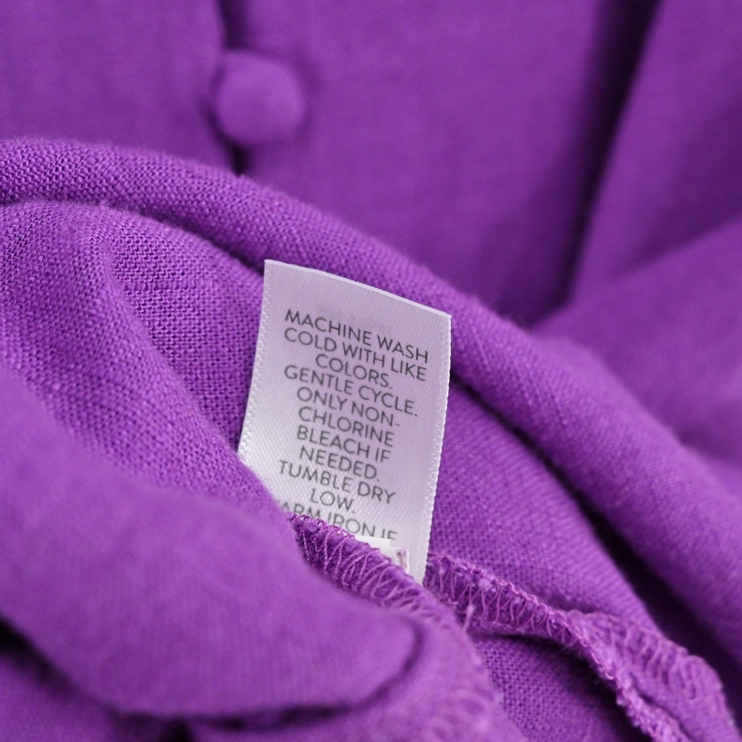 J Jill Linen Midi Dress Size S Purple Puff Sleeve Boho Lagenlook Button Front