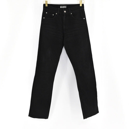 Vtg DOLCE GABBANA Jeans Womens Sz 27 Black Logo Straight Leg 100% Cotton 90s