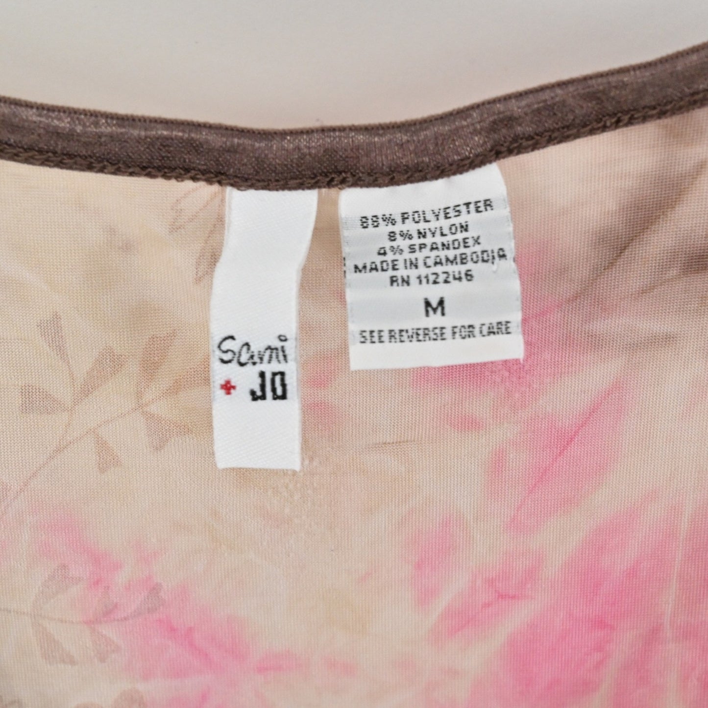 Vtg Y2k Sami Jo Burnout Velvet Top Womens Sz M Corset Floral Brown Pink Tie Dye