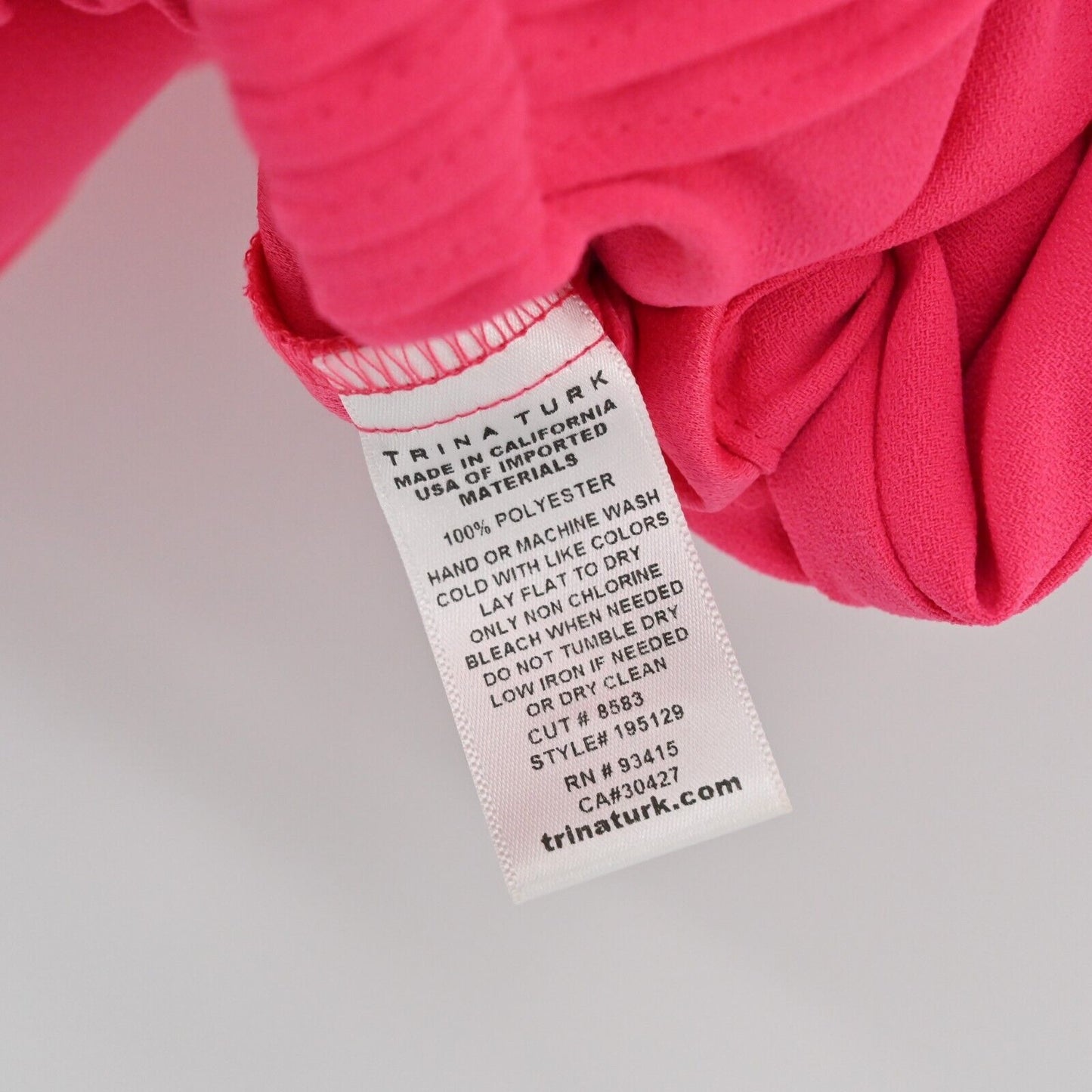 TRINA TURK Top Womens Size S Pleated Sleeveless Hot Pink Tie Front Tank Solid