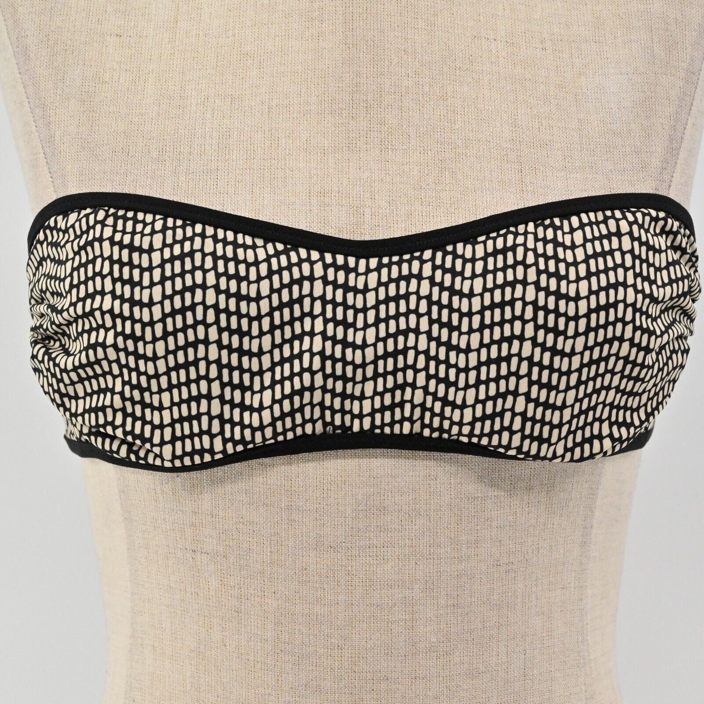 MALIZIA LA PERLA Swimsuit Top Womens Size 6 Black Cream Dot Strapless Bandeau