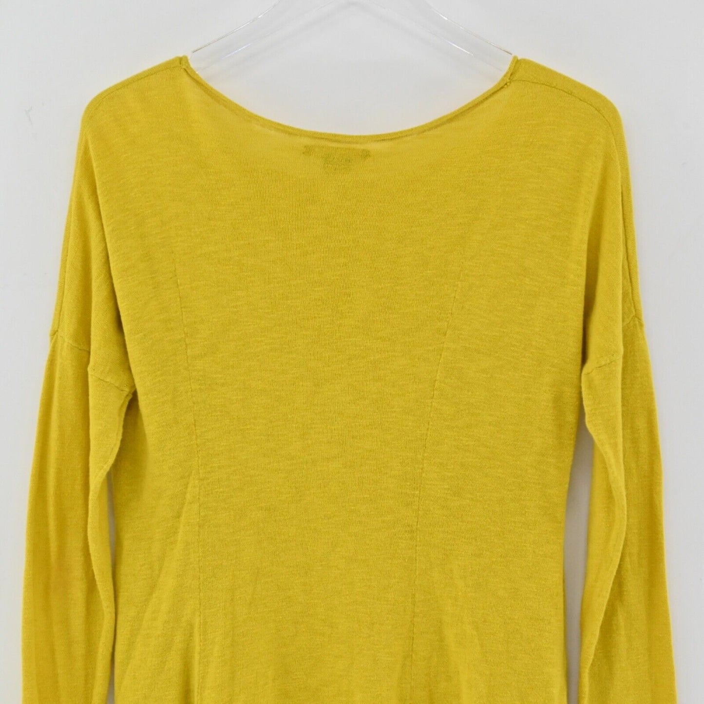 VINCE Top Womens Sz XS Mustard Yellow Slub Knit Relaxed Boat Neck Dolman Sleeve
