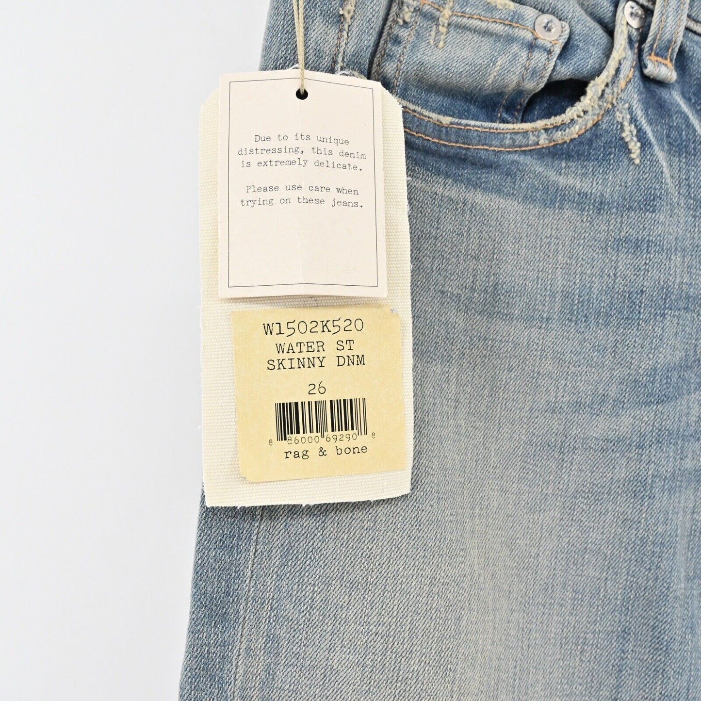 RAG BONE Jeans Womens Size 26 Light Wash Distressed Water Street Low Rise Skinny