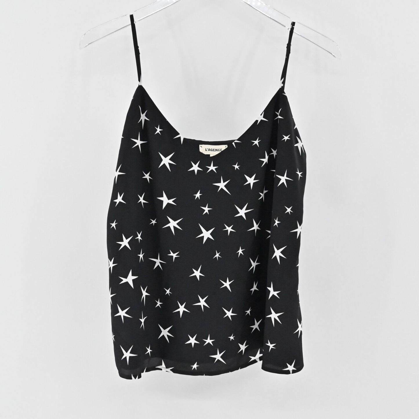 L'AGENCE Womens Silk Jane Top Size S Star Print Sleeveless Camisole Tank VNeck