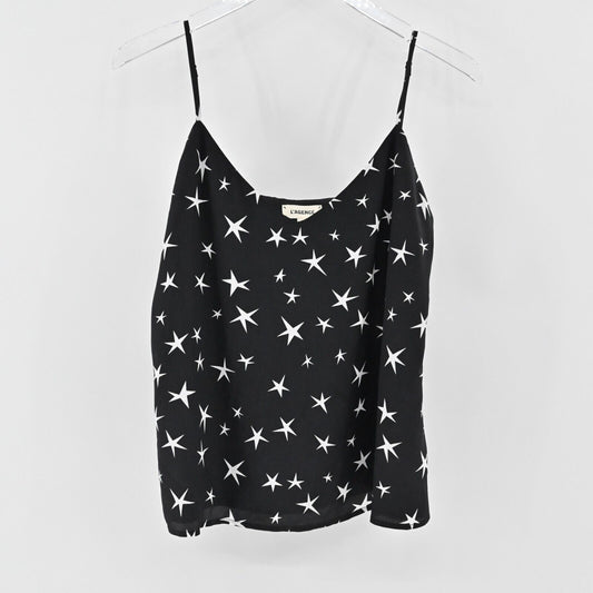 L'AGENCE Womens Silk Jane Top Size S Star Print Sleeveless Camisole Tank VNeck