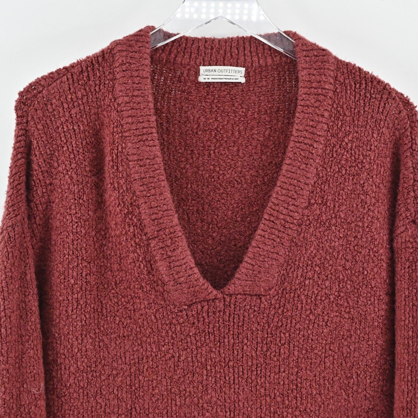 URBAN OUTFITTERS Sweater Womens M Red Fuzzy Pullover V Neck Oversized Soft Cozy