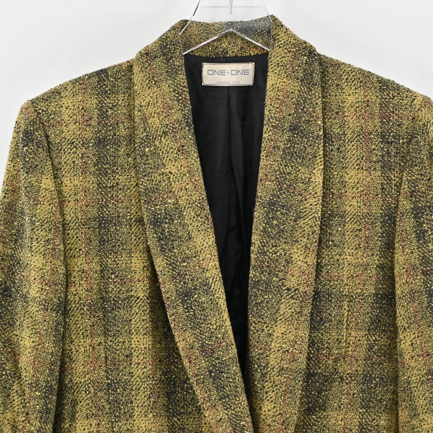 Vtg Blazer Womens Sz 6 Wool Tweed Plaid Double Breasted Long Line Jacket Capsule