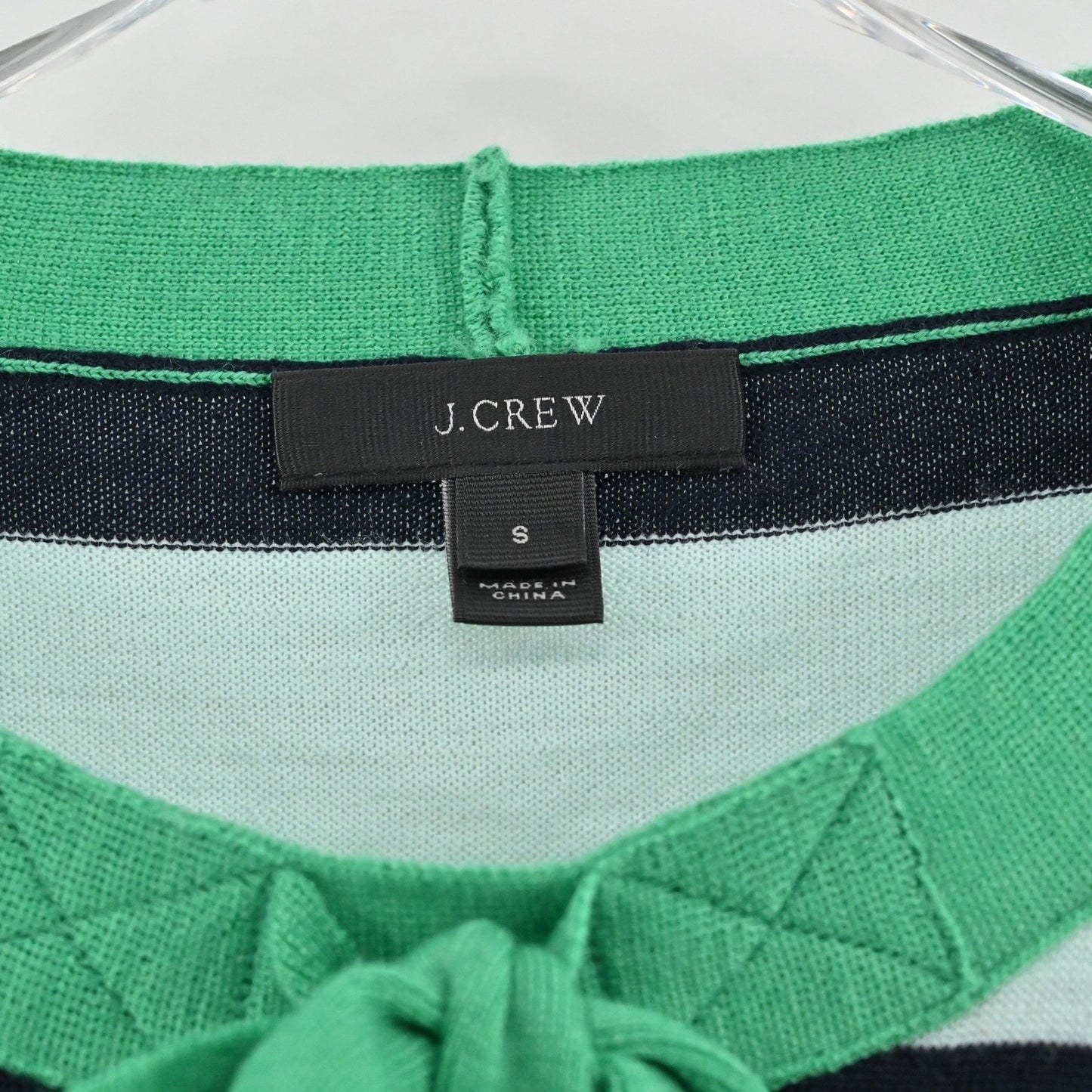 J Crew Womens Tippi Tie Neck Sweater Size M Merino Wool Striped Cozy Preppy Chic