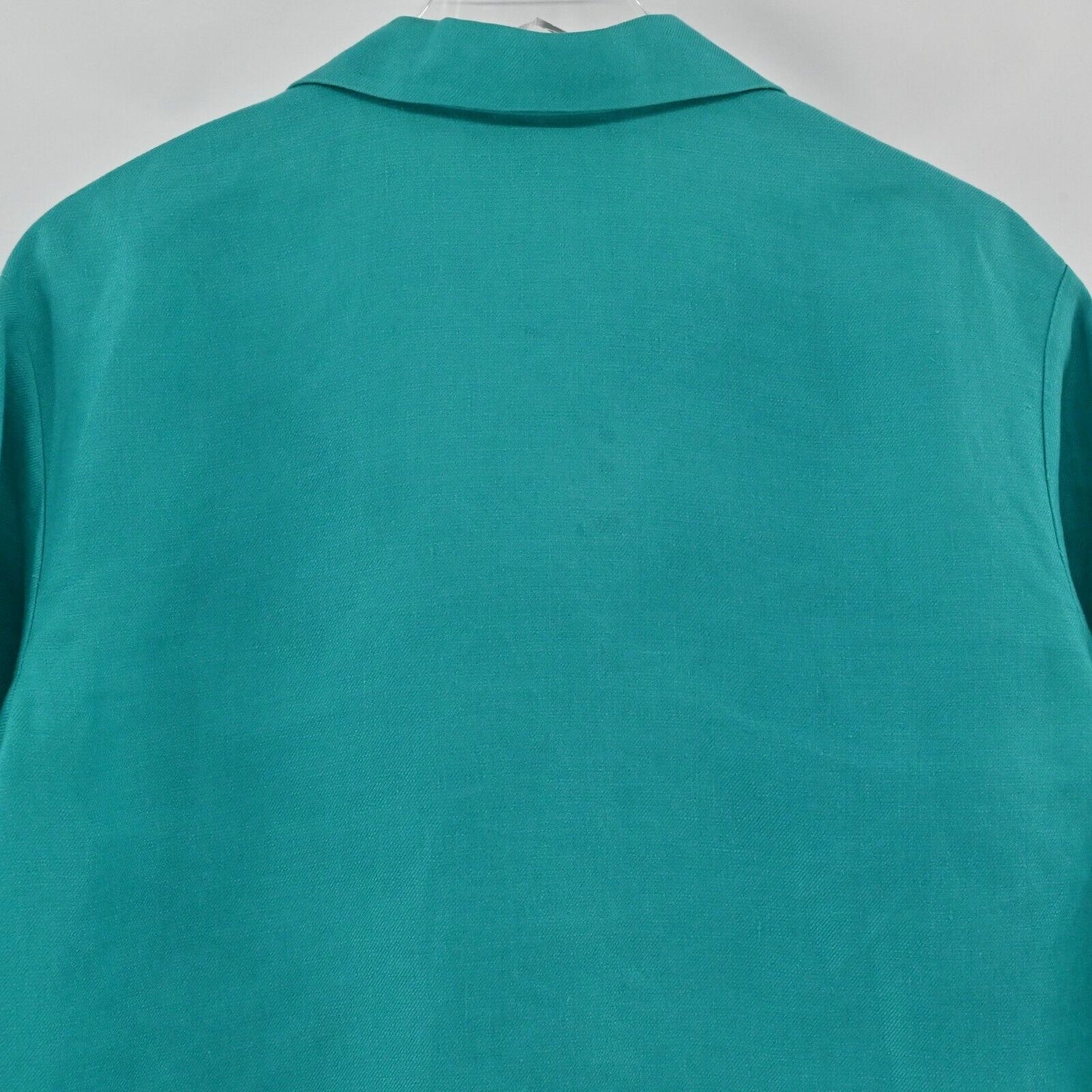 LAFAYETTE 148 Blazer Womens Size S Solid Teal Linen Button Front Pocket Collar