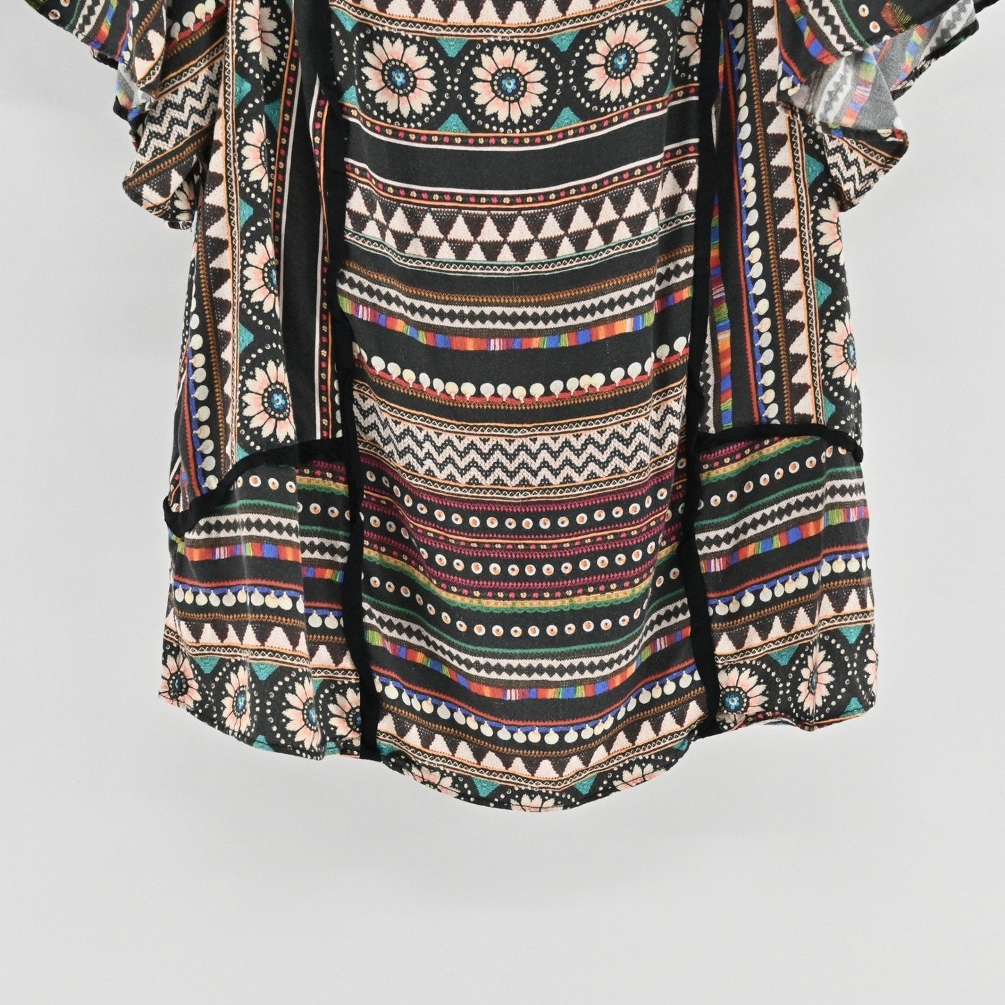 Anthropologie Farm Rio Nicolasa Blouse Size L Flutter Sleeve Boho Butterfly Top