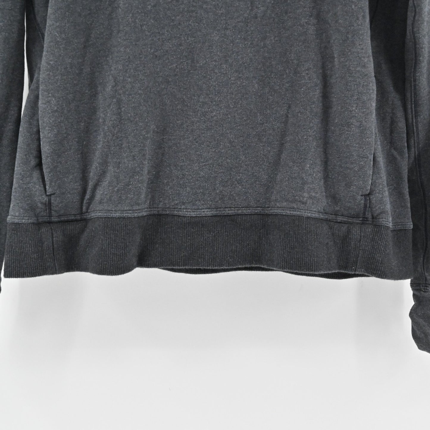 LULULEMON Womens Stress Less Sweatshirt Size 12 Funnel Neck Hoodie Dark Gray