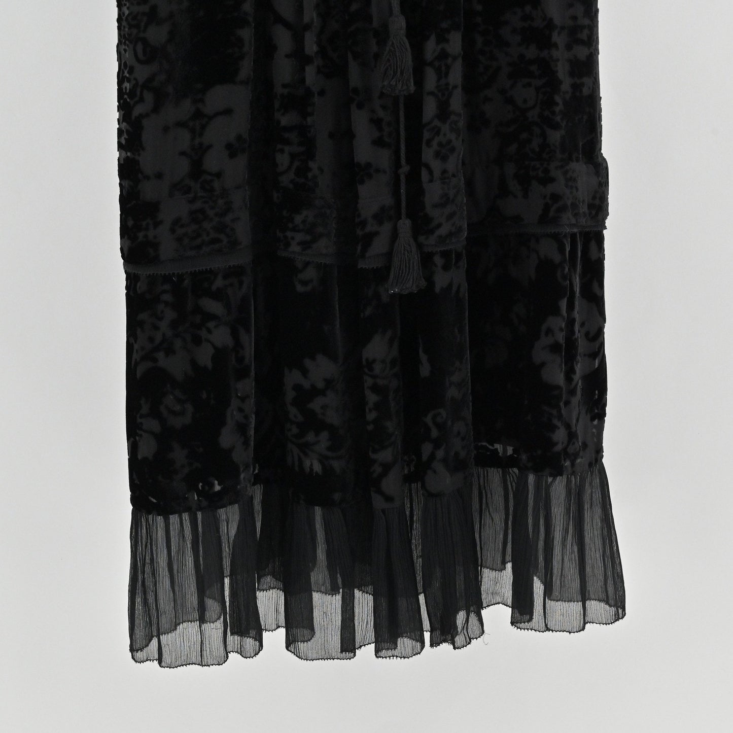 Elie Tahari Velvet Burnout Lace Dress Size XS Dark Romantic Black Witchy Vamp