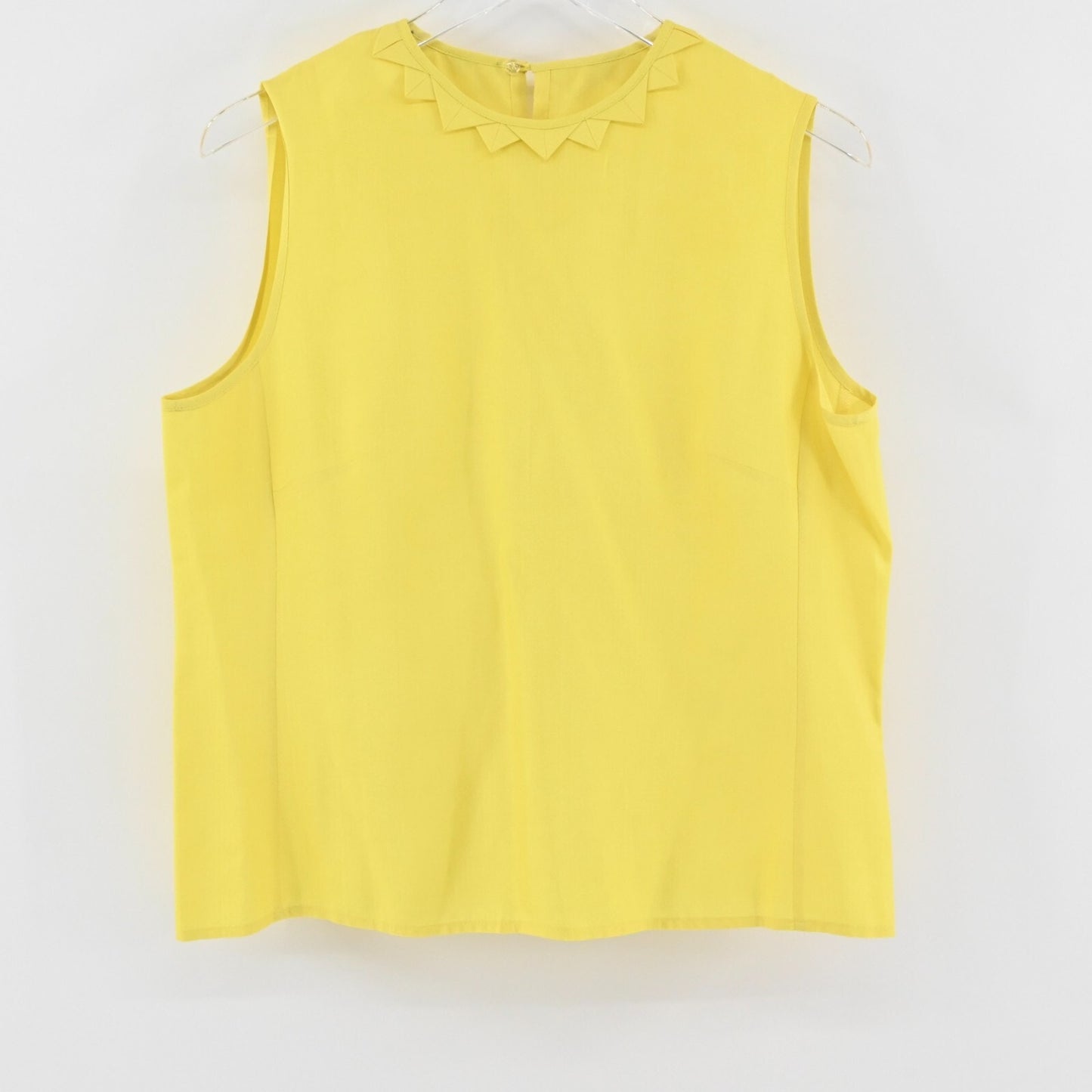 LOUIS FERAUD Womens Silk Top Size XL Yellow Sleeveless Casual Neck Detail Blouse