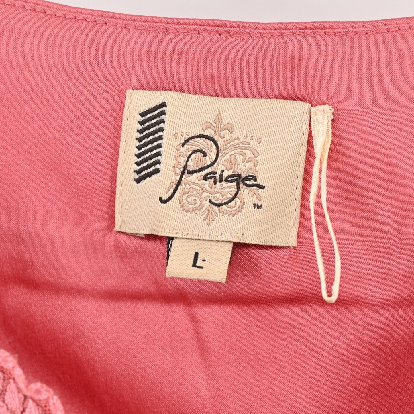 Vtg Y2k PAIGE Babydoll Silk Top Womens Size L Pink Layered Lace Satin Camisole