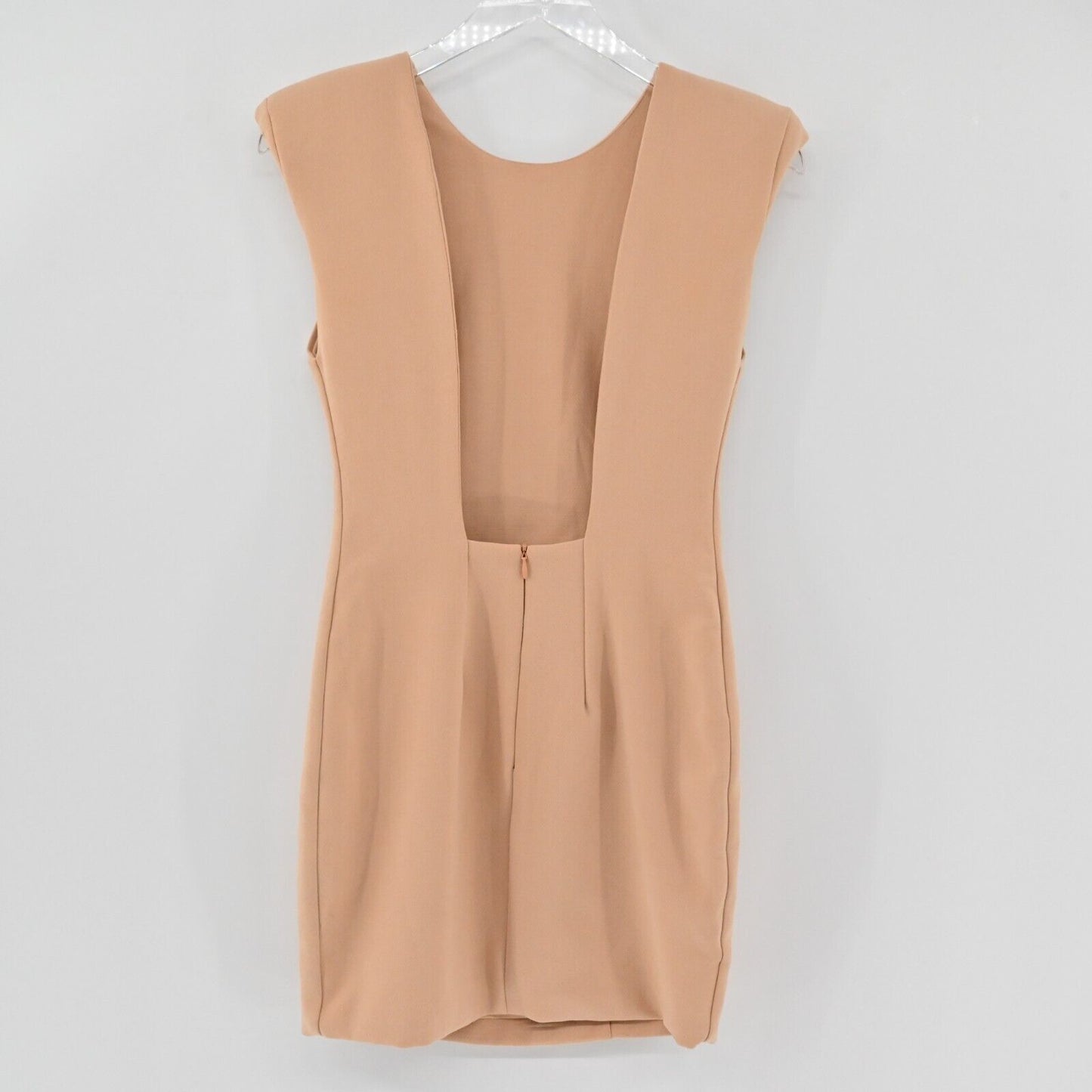 AQUA BY AQUA Dress Womens Size 8 Parnassus Woven Mini Nude Padded Shoulders
