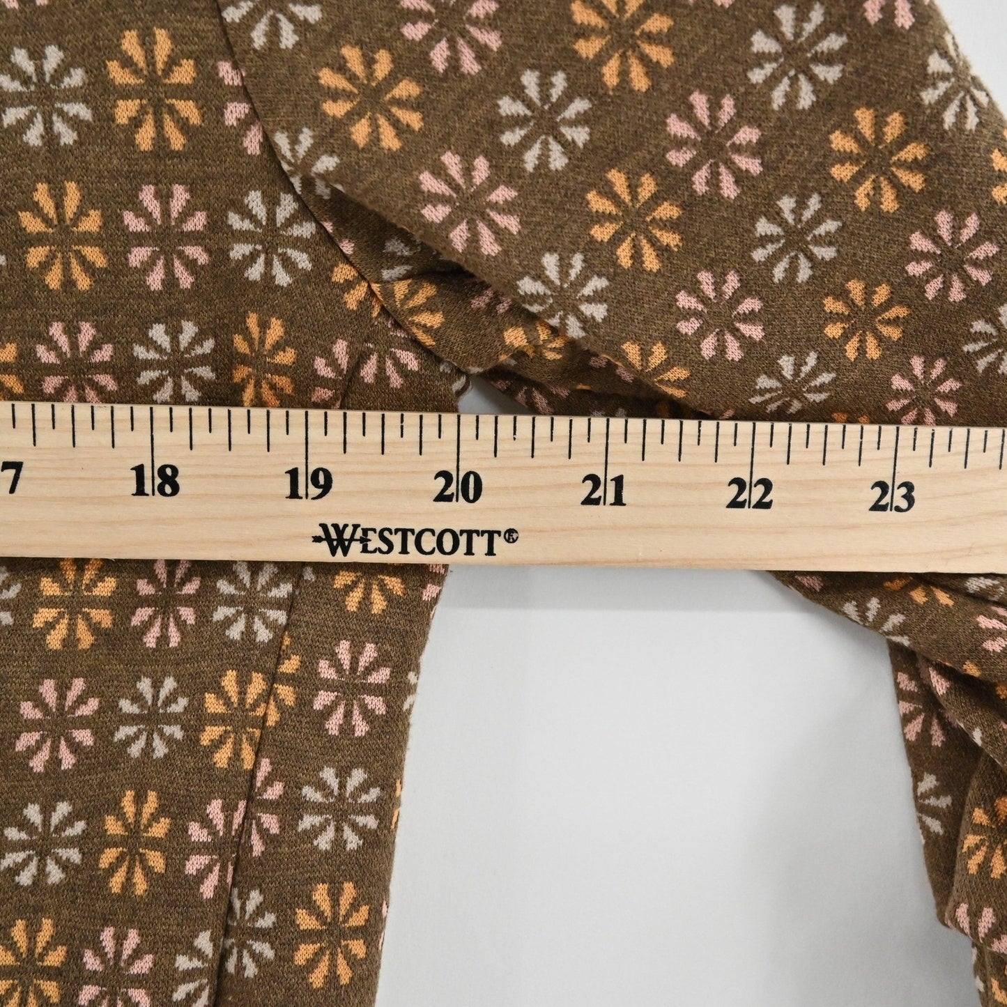 Altard State Floral Print Brown Blazer Size S Retro Mod Ruched 3/4 Sleeve USA