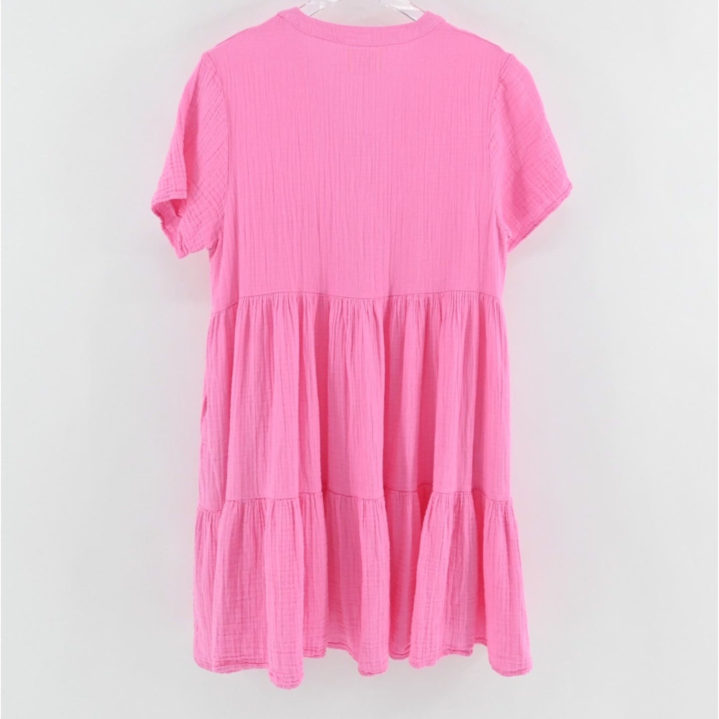 9 Seed Resort El Matador Dress Size S Pink Tiered Cotton Gauze Ruffled Romantic