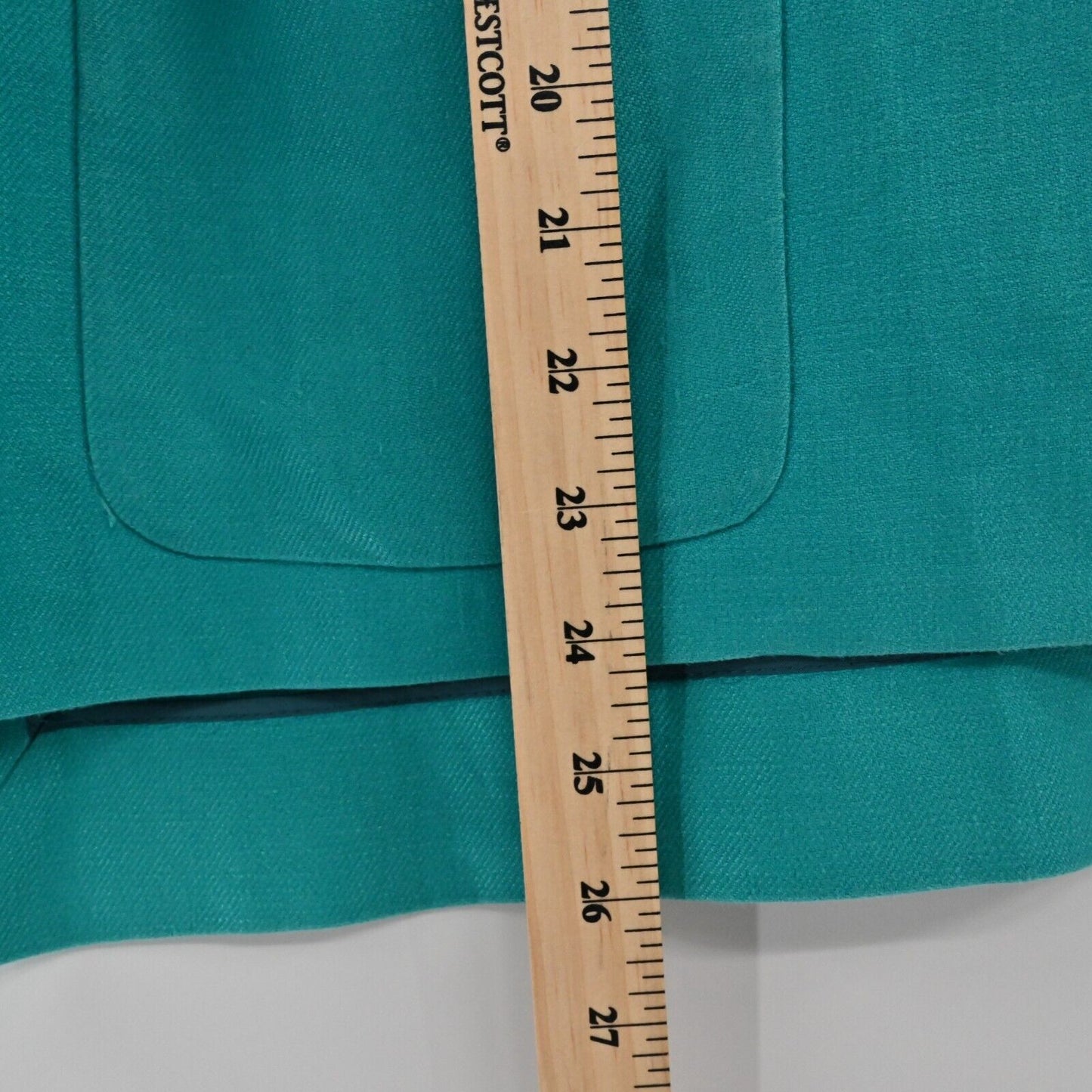 LAFAYETTE 148 Blazer Womens Size S Solid Teal Linen Button Front Pocket Collar