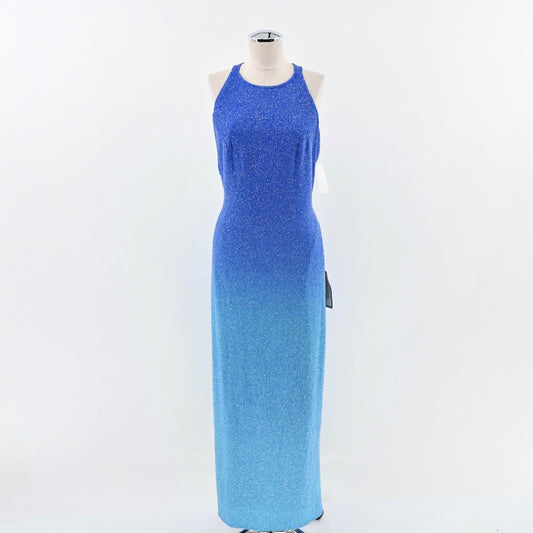 Vtg Y2k JUMP Blue Ombre Sparkly Maxi Dress Juniors Sz 11/12 Prom Mermaidcore NEW