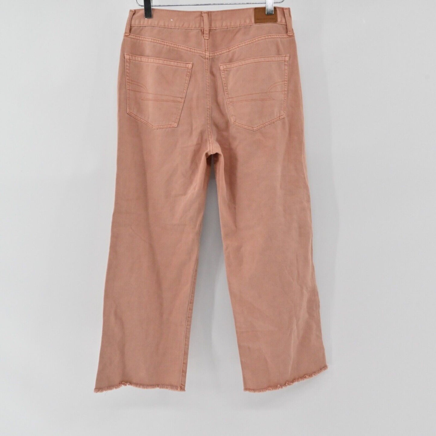 AMERICAN EAGLE Jeans Womens Sz 6 Blush Pink High Rise Wide Leg Crop Raw Hem Boho