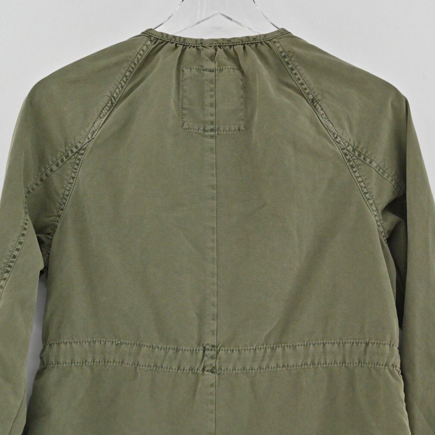 BANANA REPUBLIC Jacket Women Sz XS Green Cotton Floral Embellished Military Boho