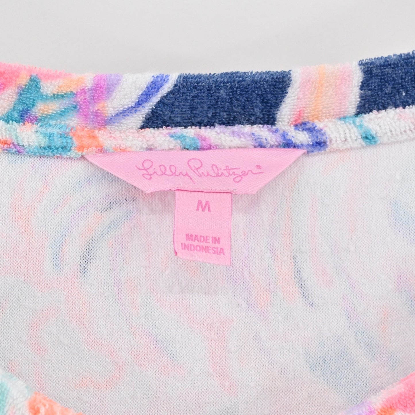 LILLY PULITZER Womens Dossie Terry Set Size M Navy Pelican Pink Head In The Sand