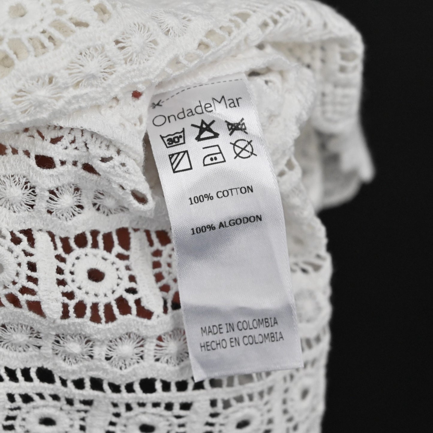 Ondademar White Eyelet Cover Up Dress Size L Square Neck Sleeveless Cotton Mini