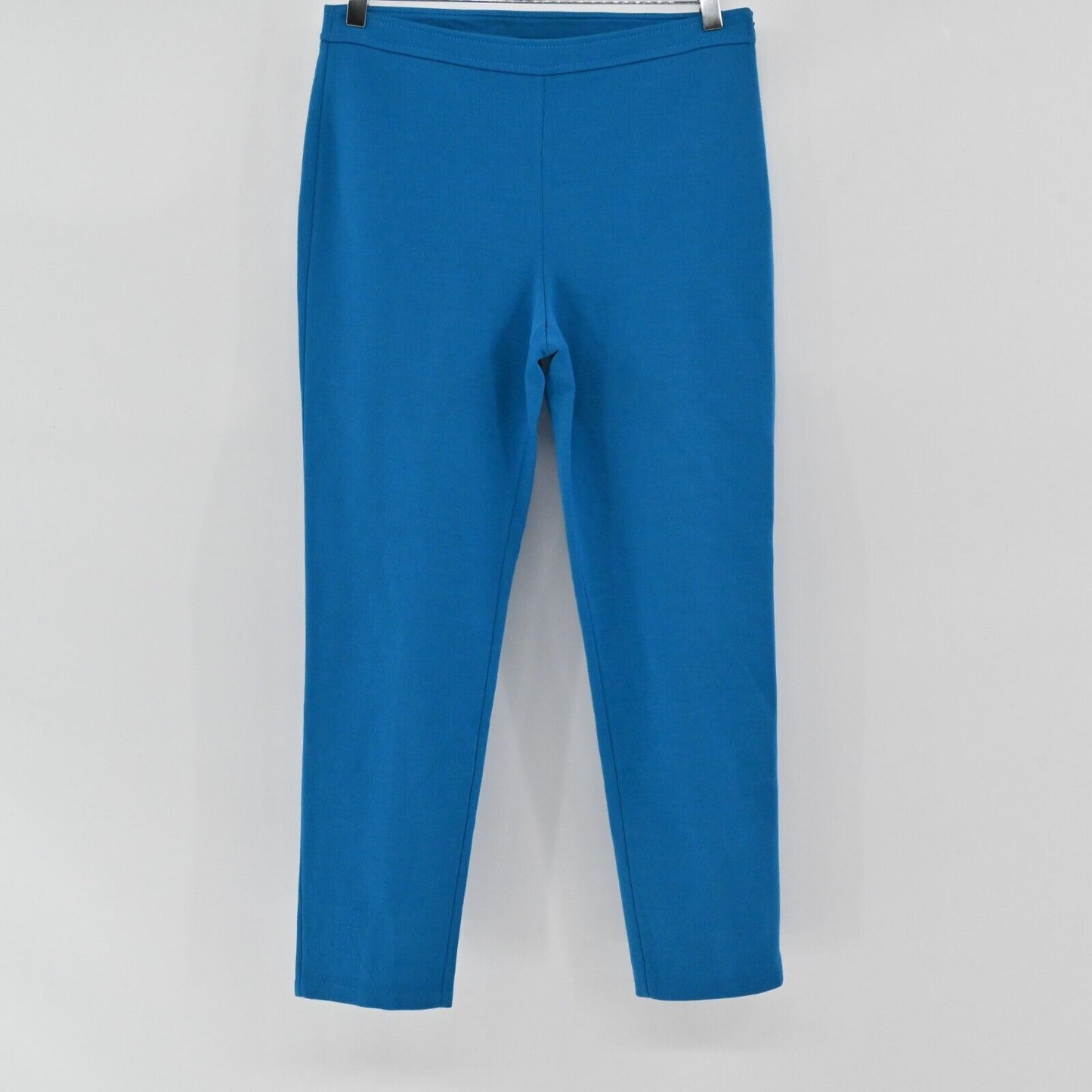 ST JOHN Pants Womens Size 6 Classic Knit Blue Wool Slit Back Straight Trousers