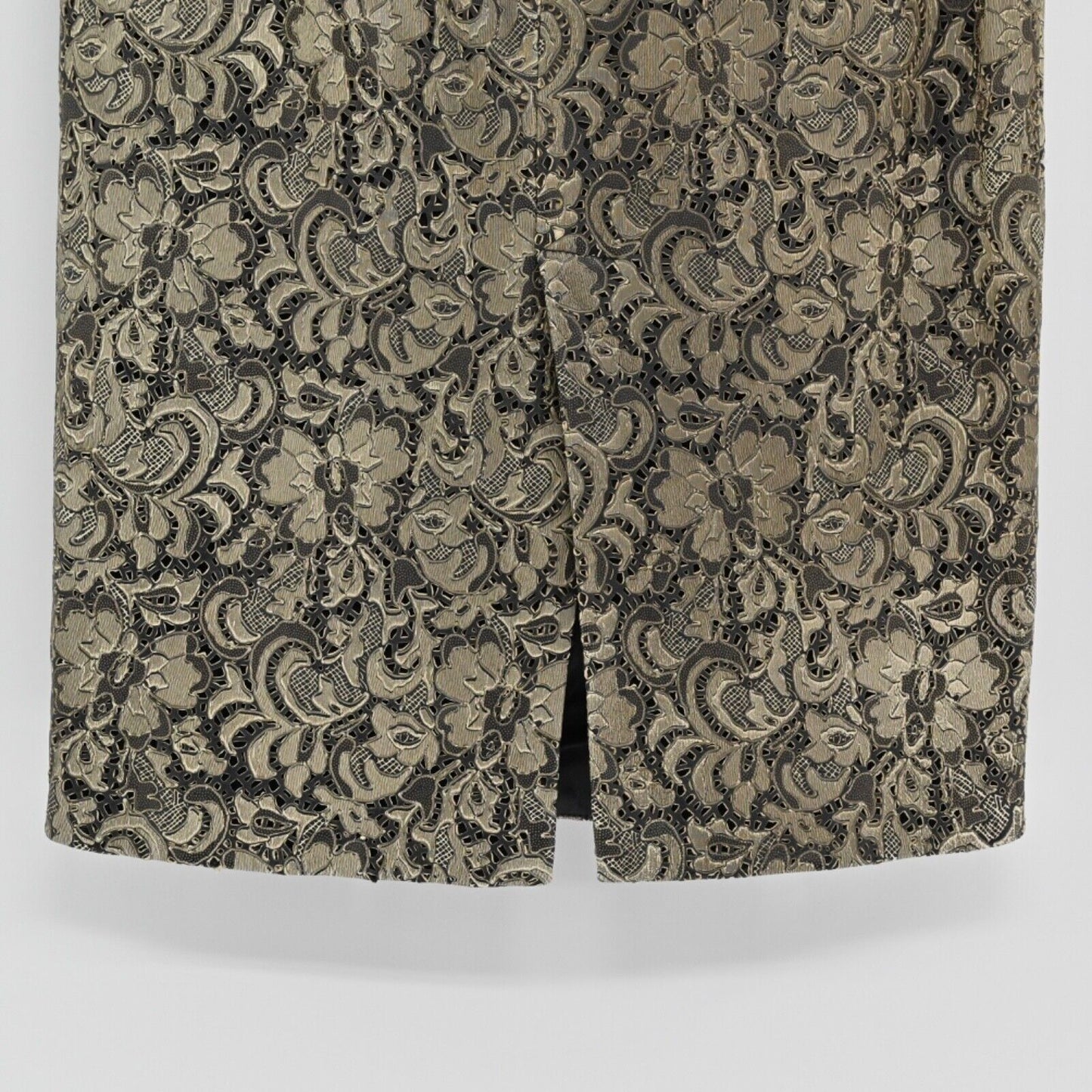 LES COPAINS Skirt Womens Size 40 Pencil Floral Paisley Leather Silk Retro Career