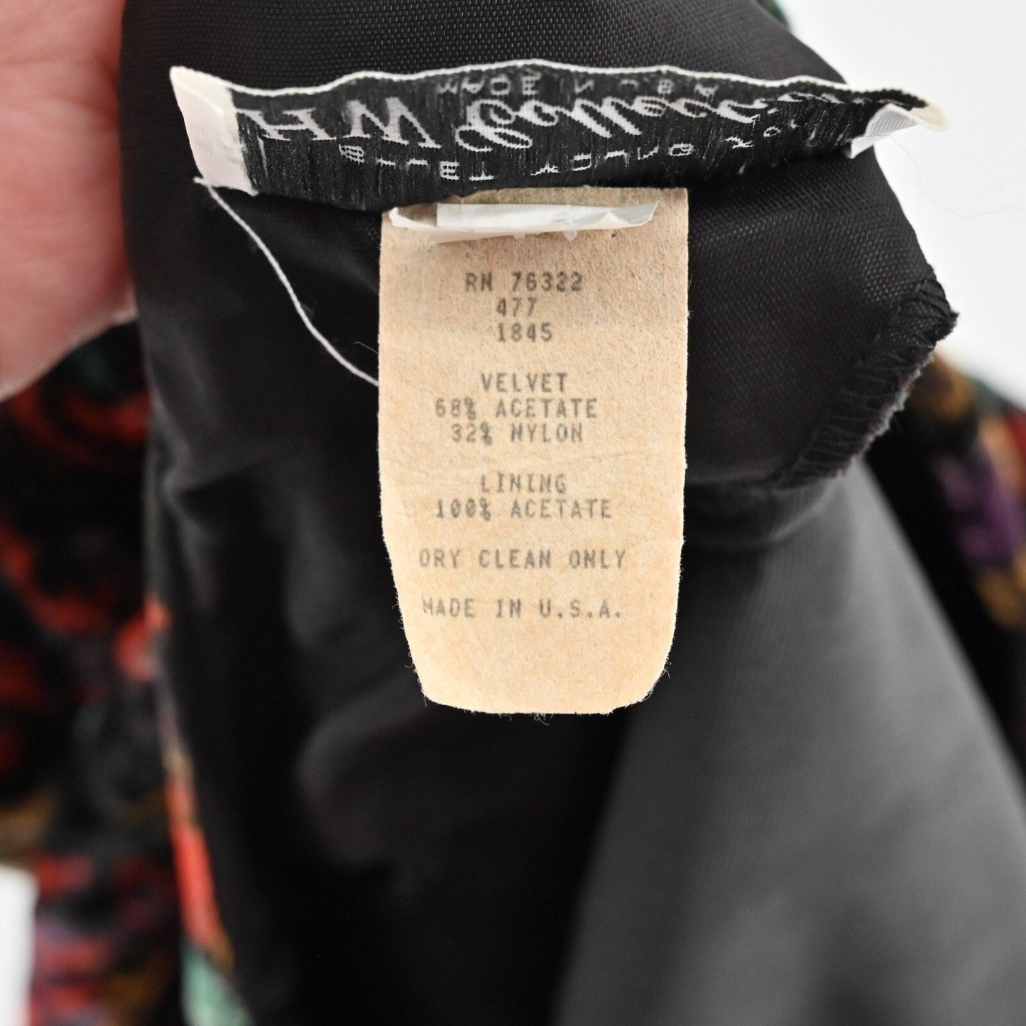 Vtg 80s Floral Velvet Dress Size S Whimsigoth Dark Romantic Puff Goth Open Back