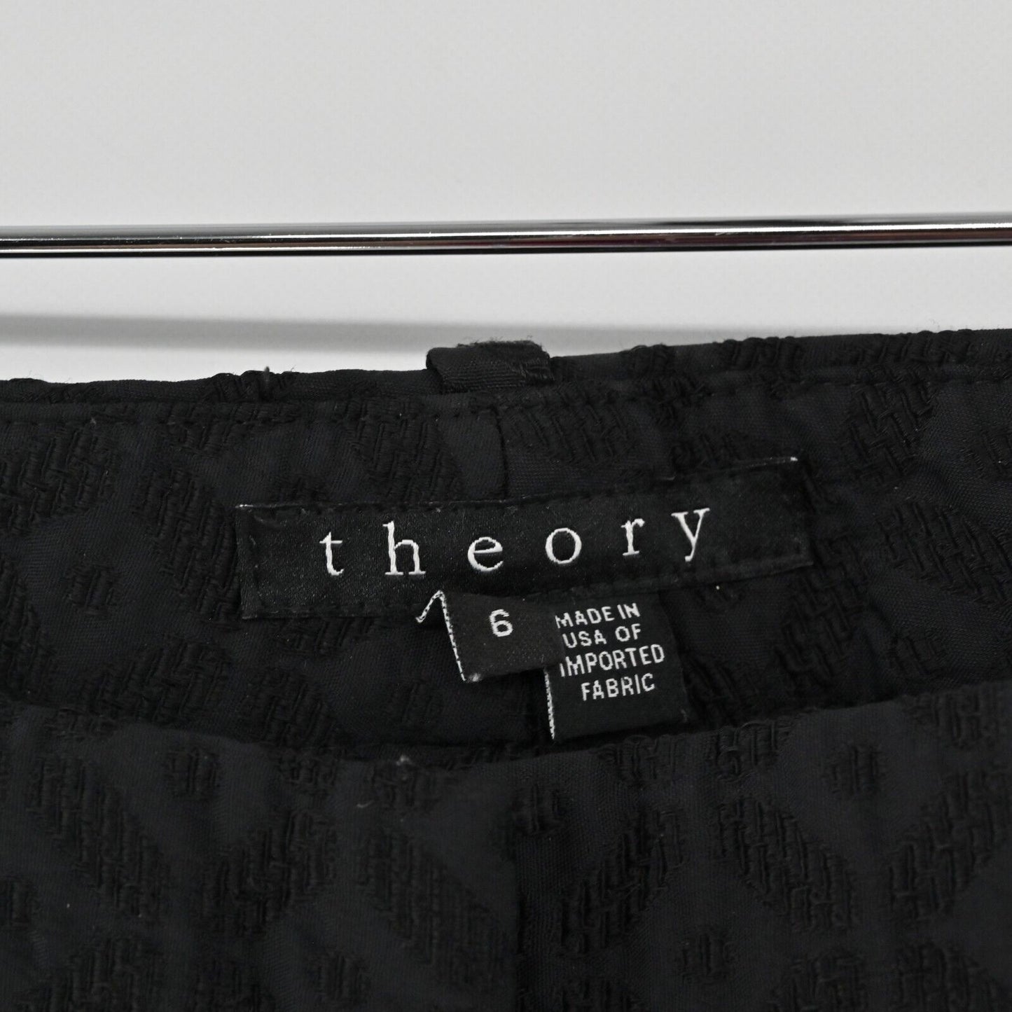 THEORY Pants Womens Sz 6 Izelle Charismatic Jacquard Dress Pants Black Straight