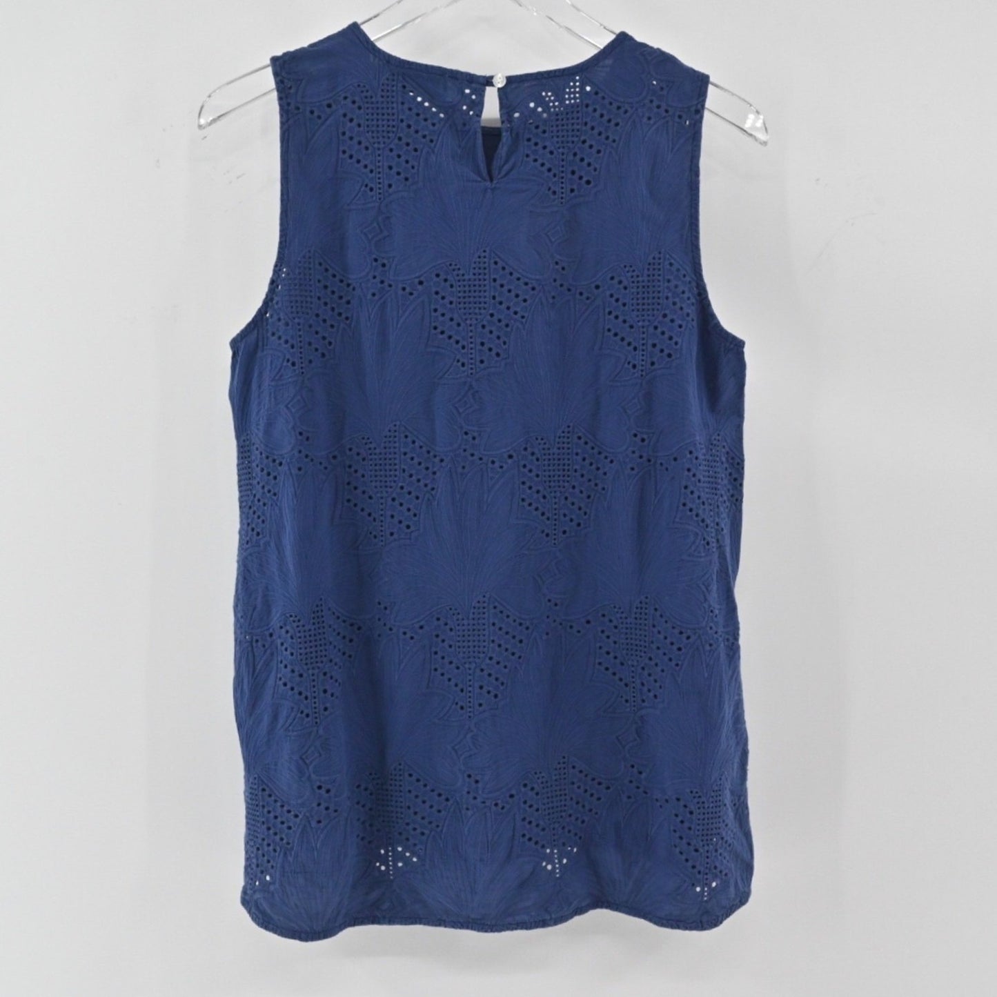 VINEYARD VINES Womens Embroidered Top Size S Blue Floral Eyelet Cotton Preppy