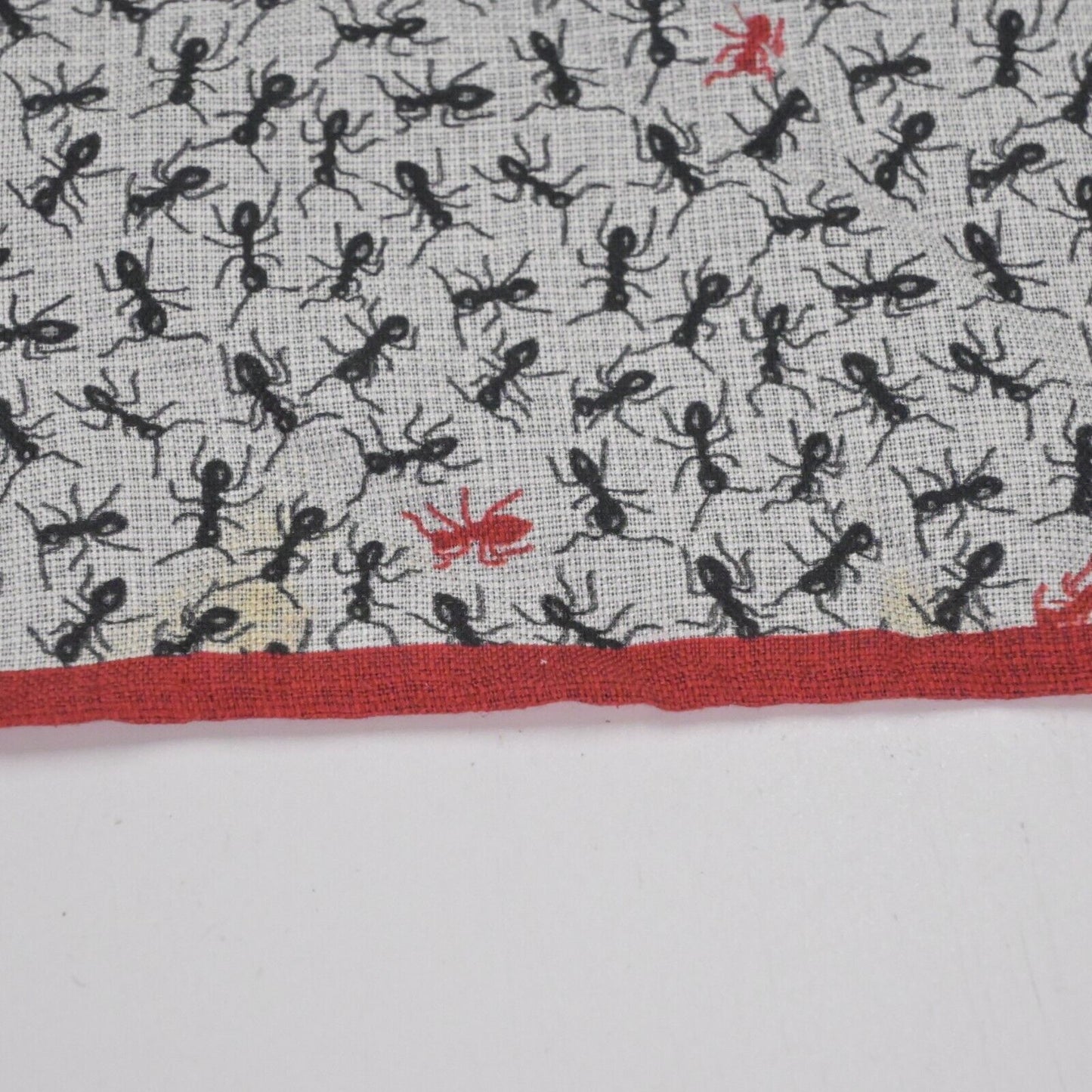 ROBERT GRAHAM Pocket Square Mens Silk Red Black Ant Bug Print Lightweight Scarf