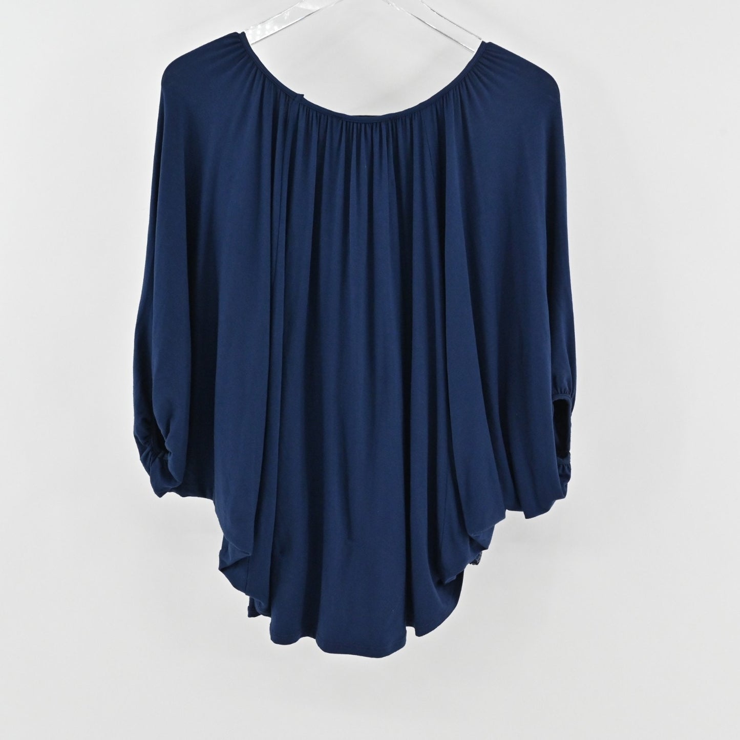 Vtg VaVa Joy Han Womens Sequin Top Size L Blue Checkered Batwing Dolman Sleeve