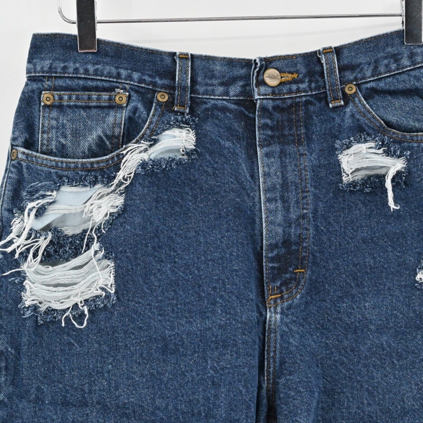 Vtg LL BEAN Shorts Womens Sz 32 Double L Denim Cut Off High Rise Distressed 90s