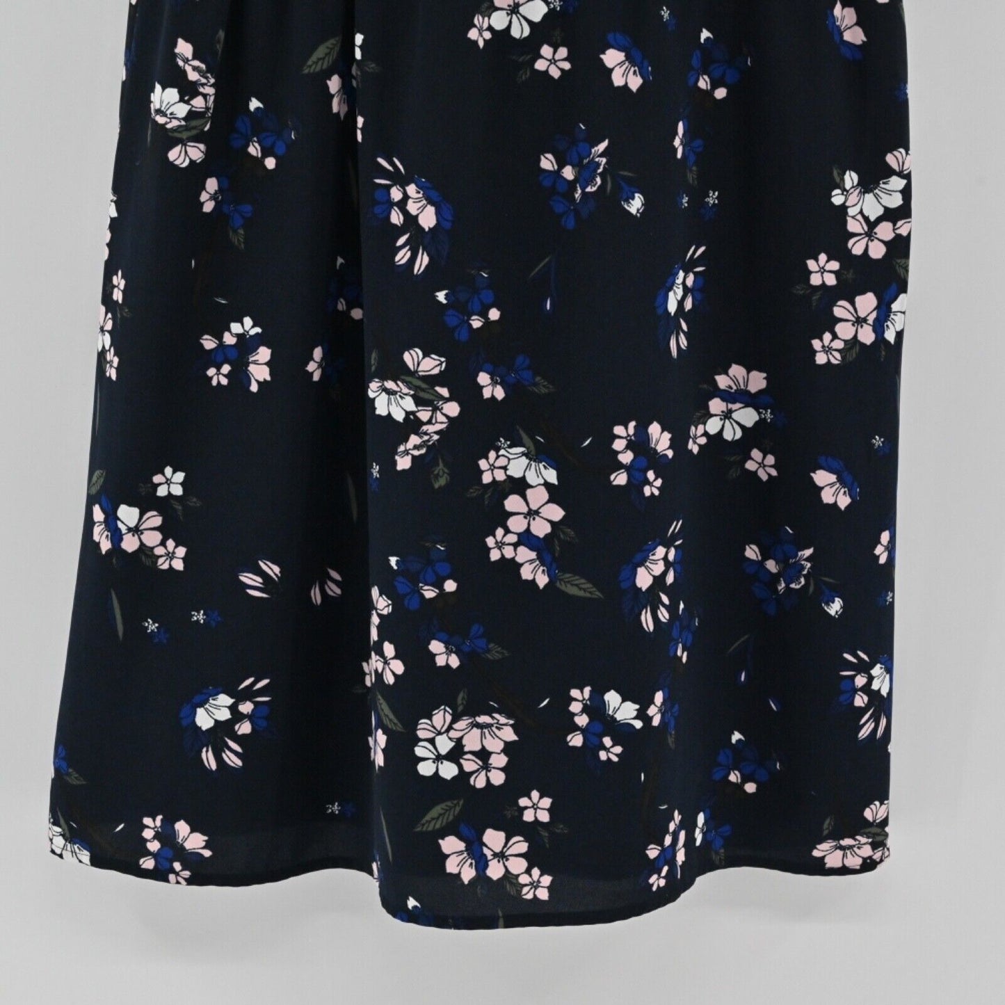 41 HAWTHORN Dress Womens Sz L Navy Blue Floral Sleeveless Tie Waist Claira Shirt